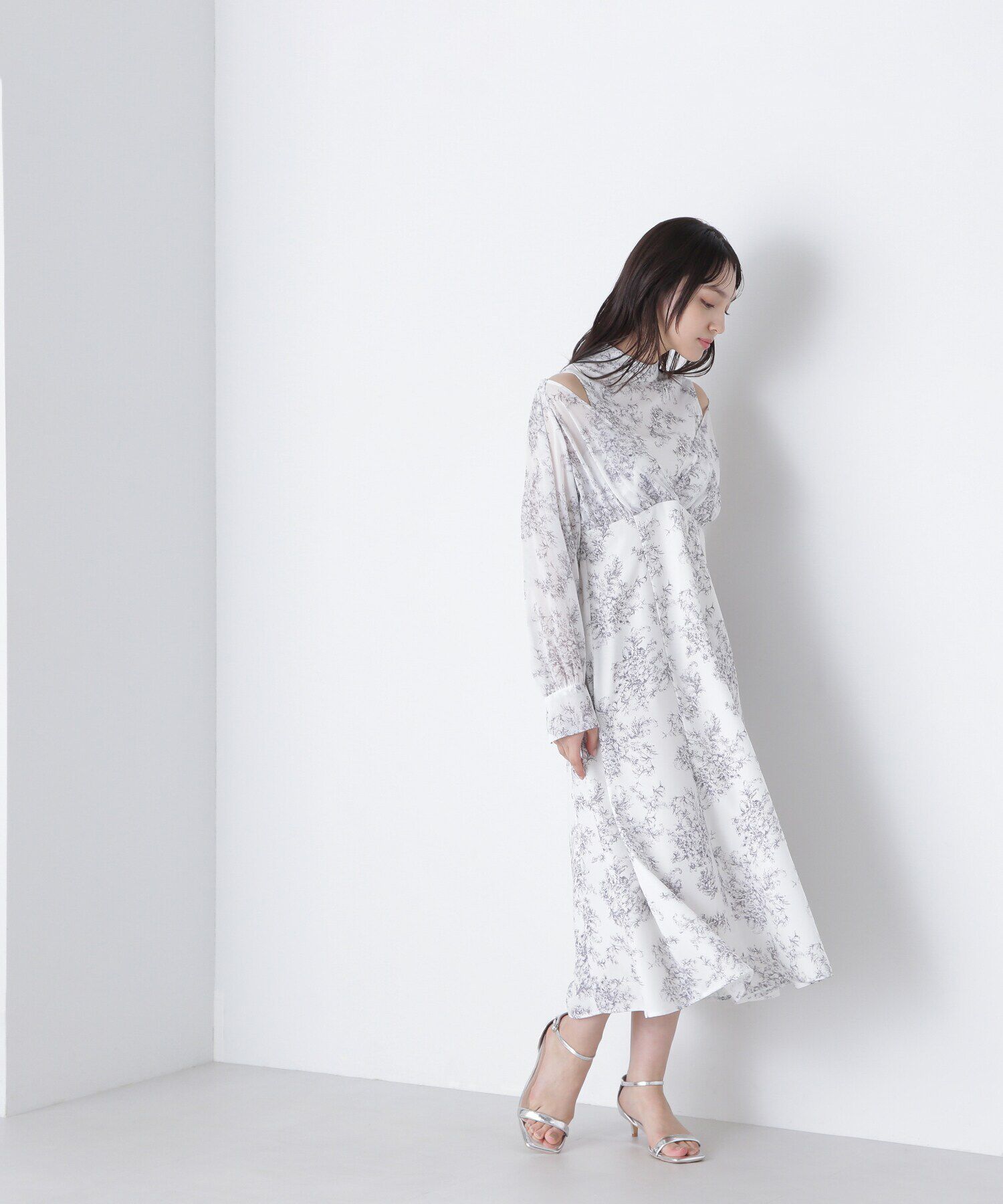  「シアープリントカシュクールワンピース」|ワンピース|