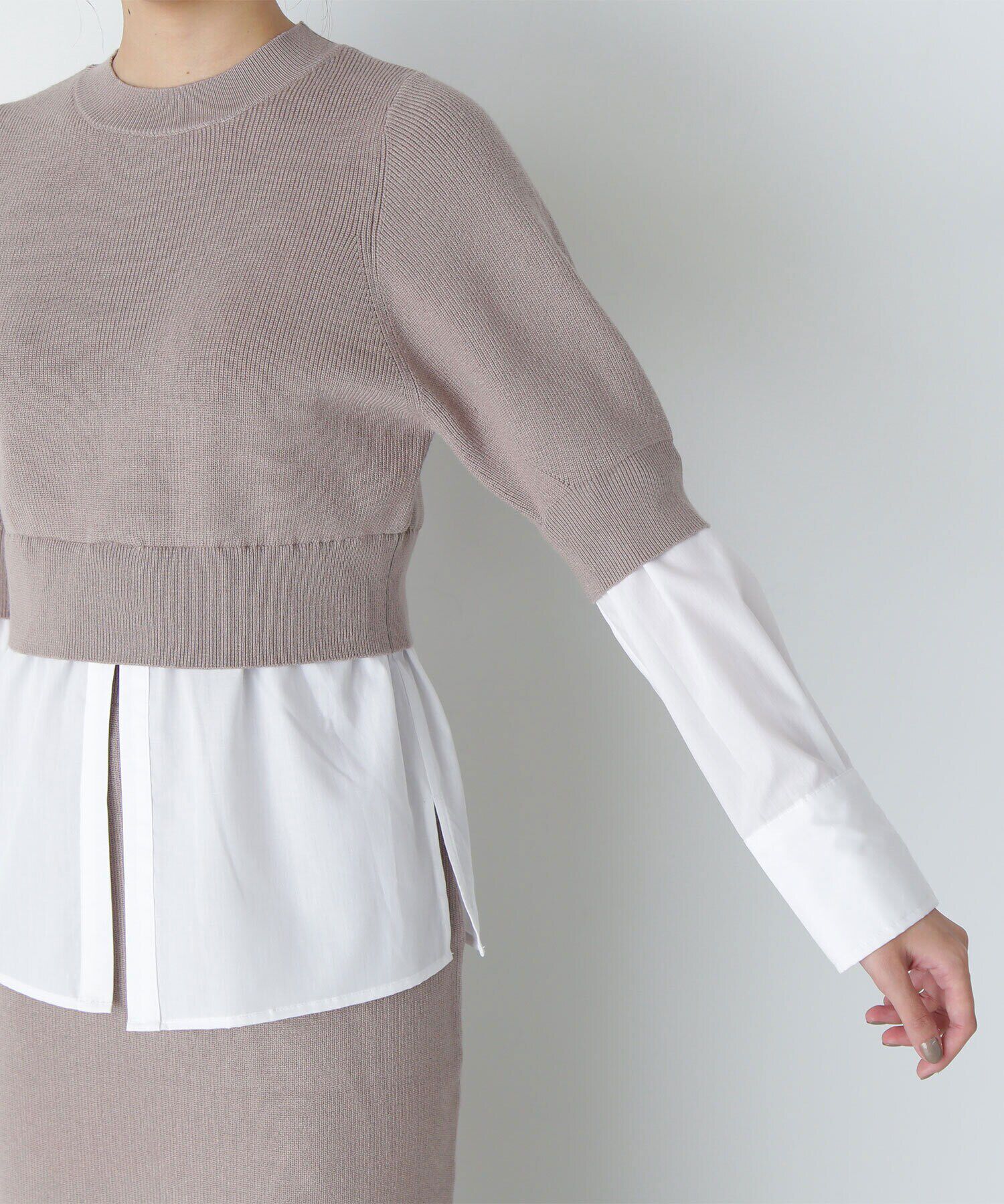  「シャツレイヤードニットセットアップ」|ワンピース|