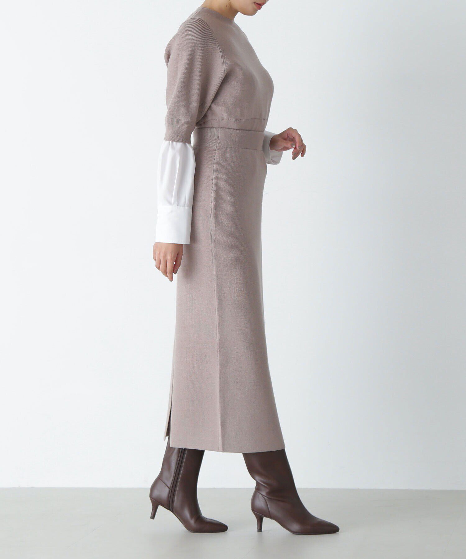  「シャツレイヤードニットセットアップ」|ワンピース|