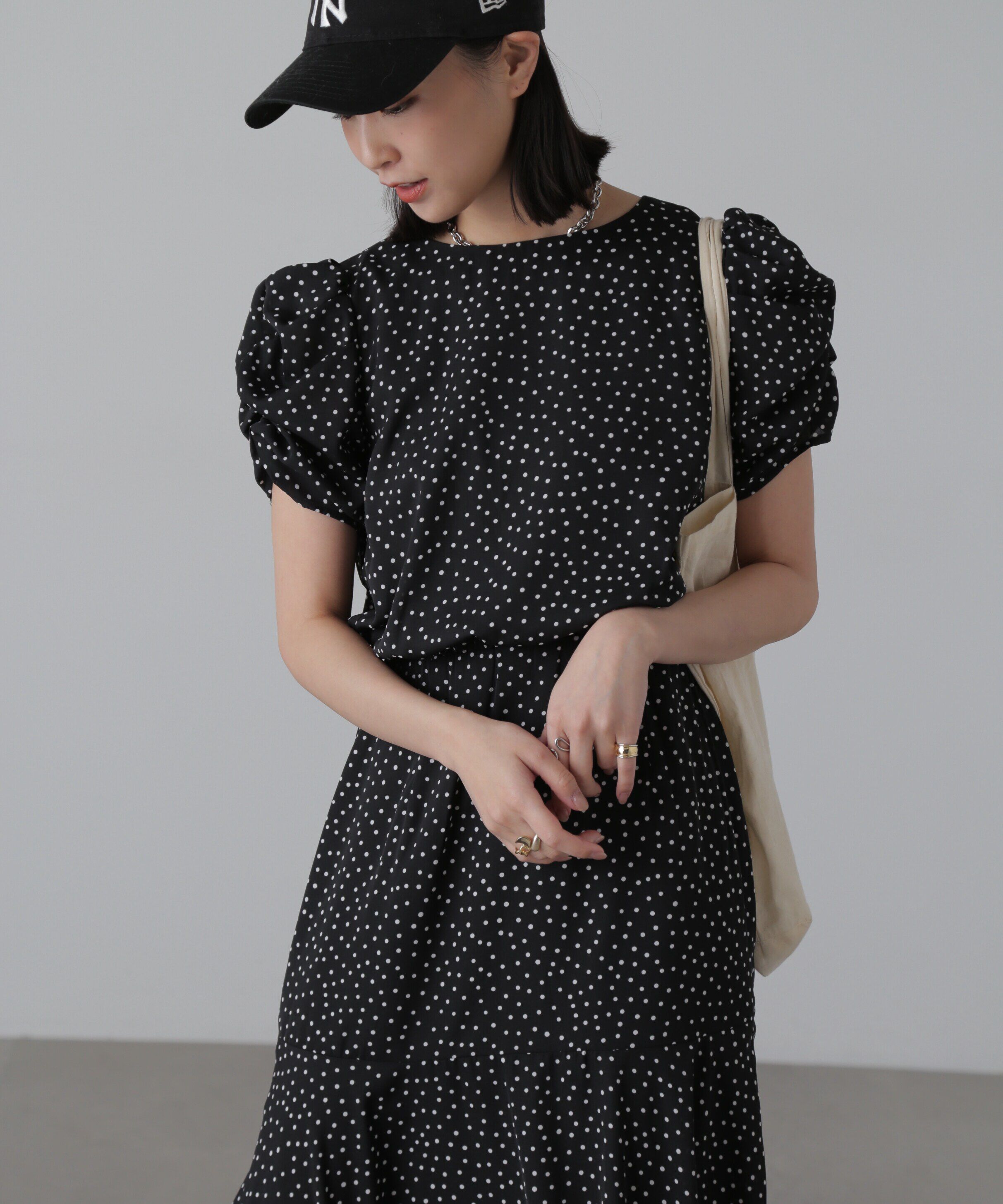  「ボリュームスリーブマーメイドワンピ―ス」|ワンピース|