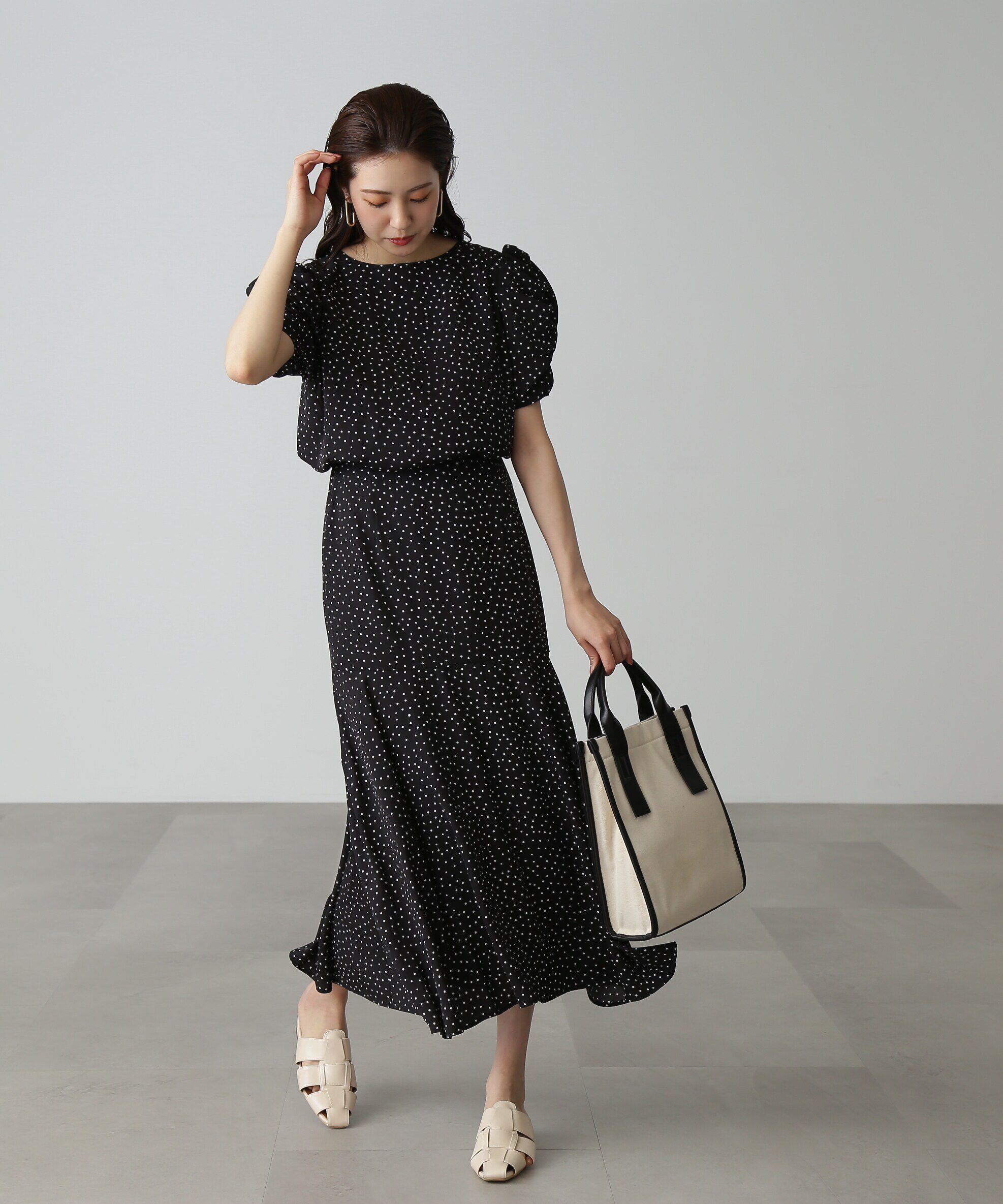  「ボリュームスリーブマーメイドワンピ―ス」|ワンピース|