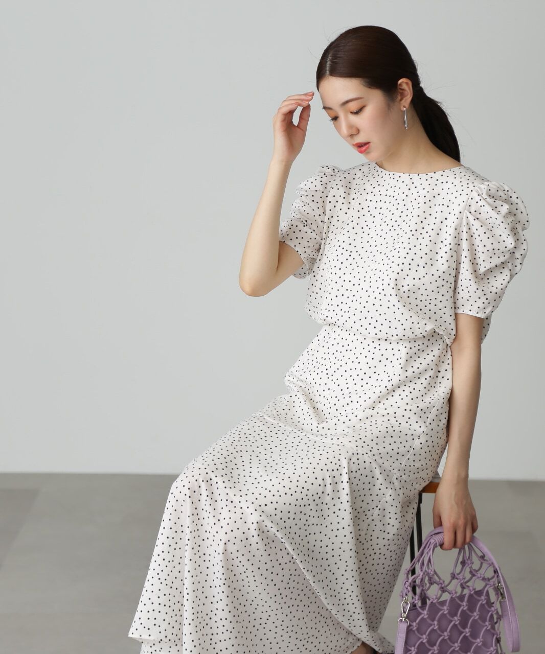  「ボリュームスリーブマーメイドワンピ―ス」|ワンピース|