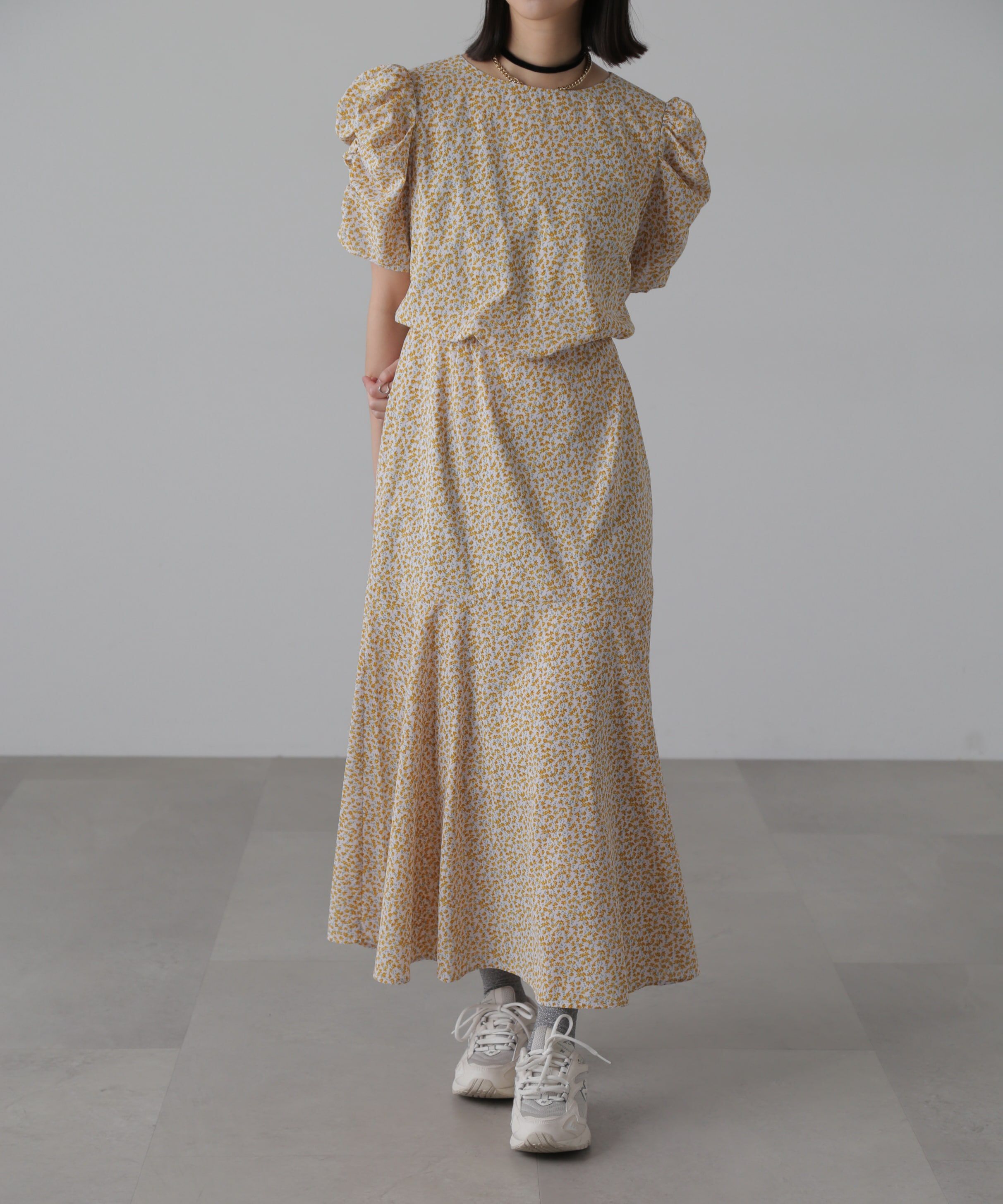  「ボリュームスリーブマーメイドワンピ―ス」|ワンピース|