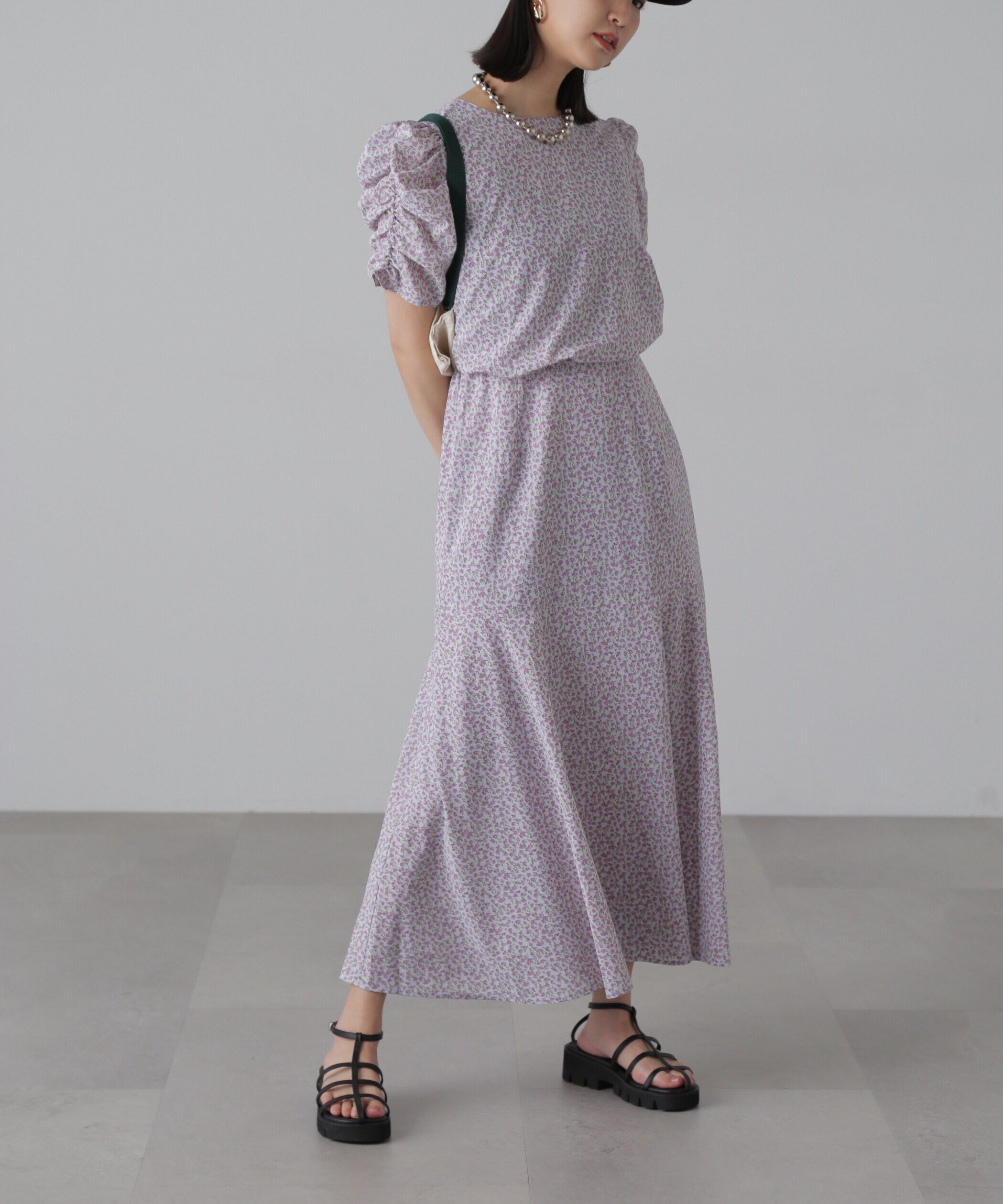  「ボリュームスリーブマーメイドワンピ―ス」|ワンピース|