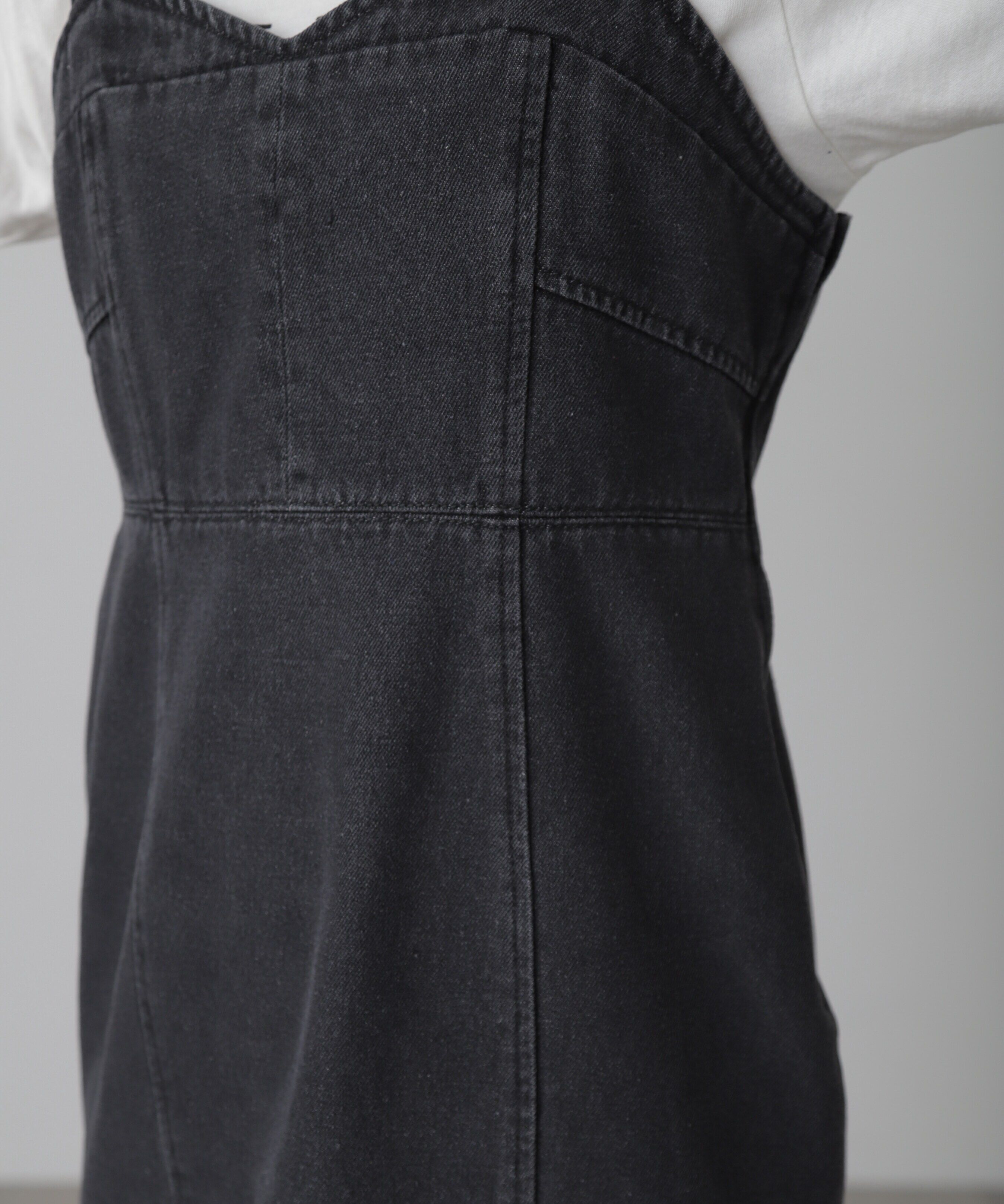  「デニムミニジャンパースカート」|ワンピース|