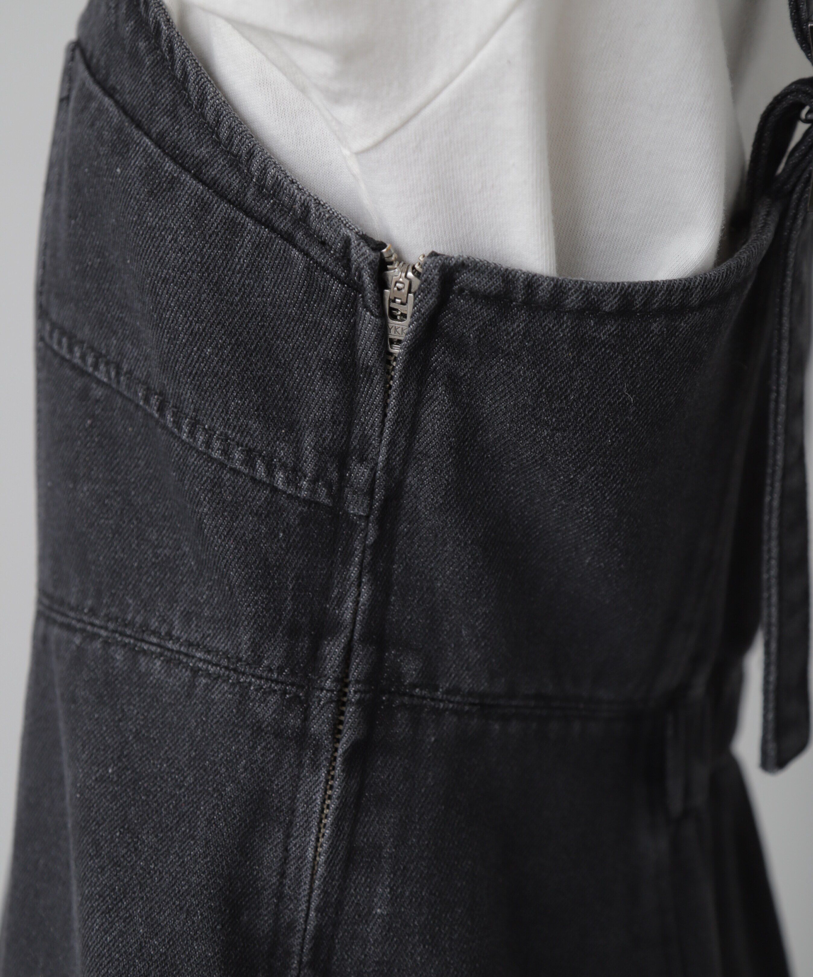  「デニムミニジャンパースカート」|ワンピース|