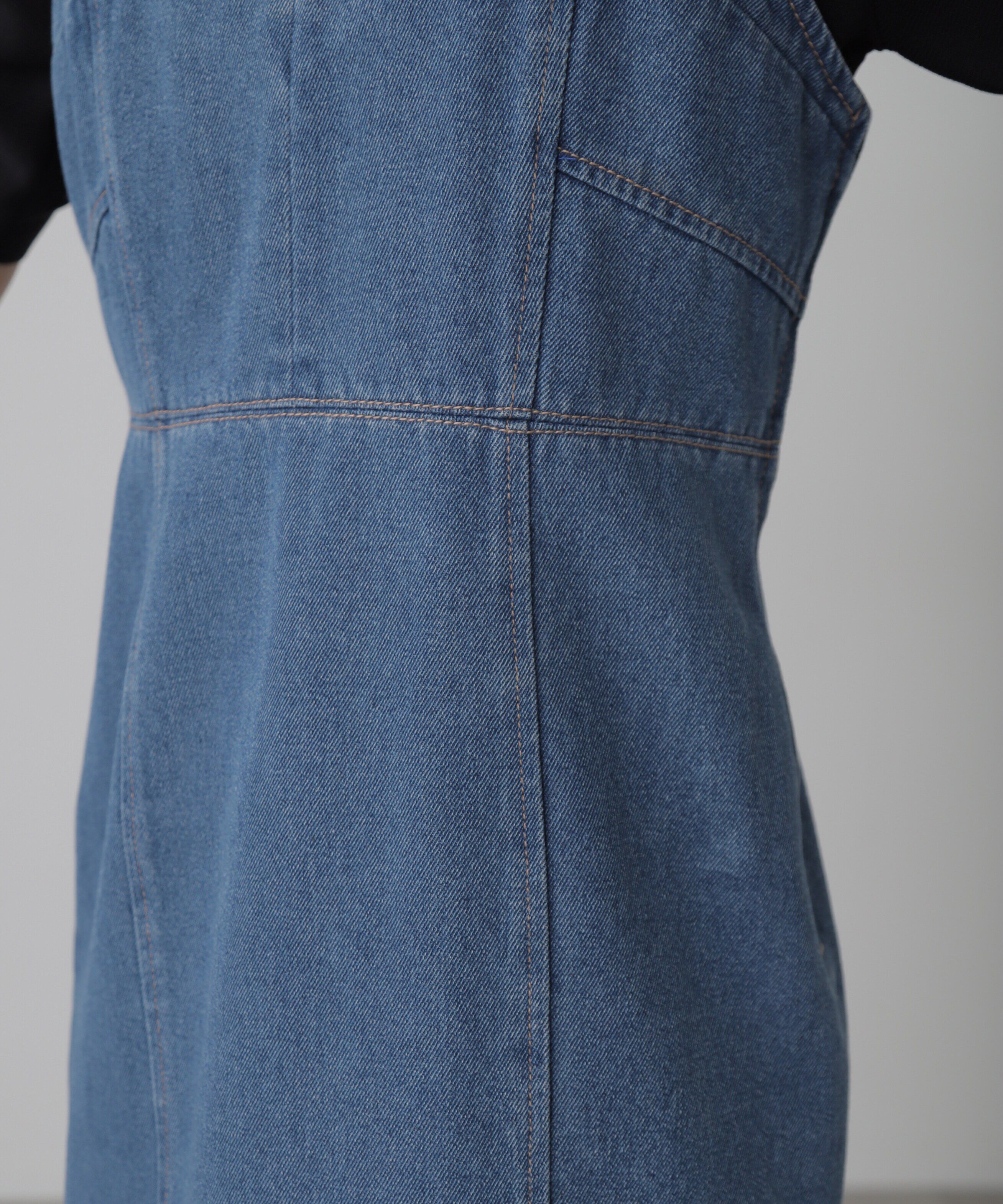  「デニムミニジャンパースカート」|ワンピース|