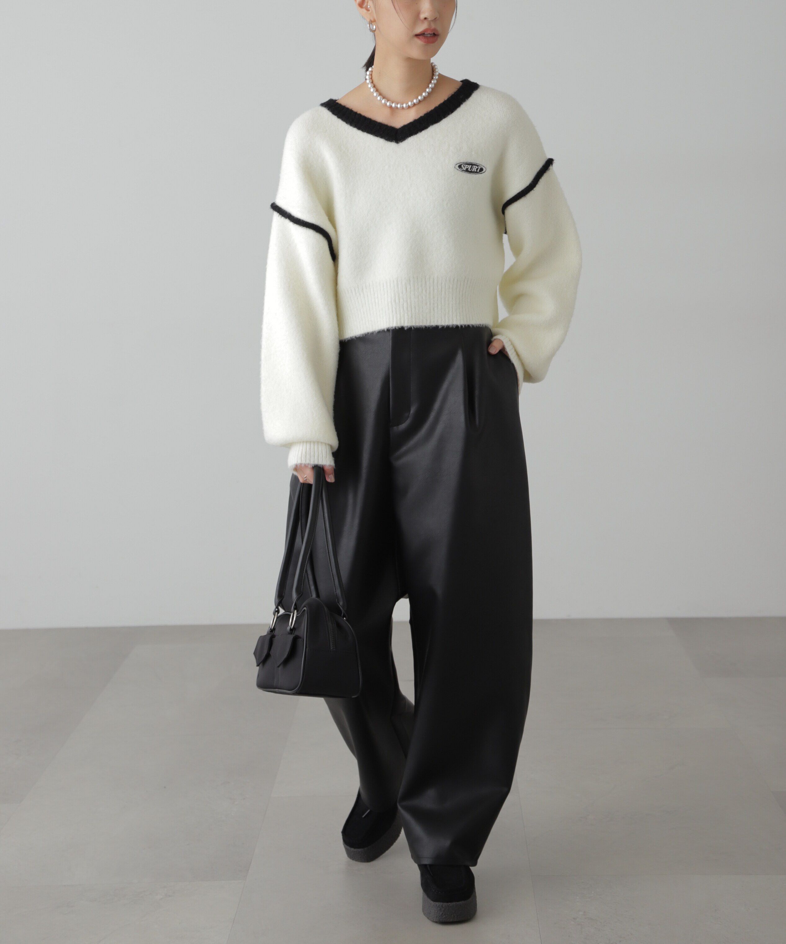  「合皮タックカーヴィーパンツ」|その他|