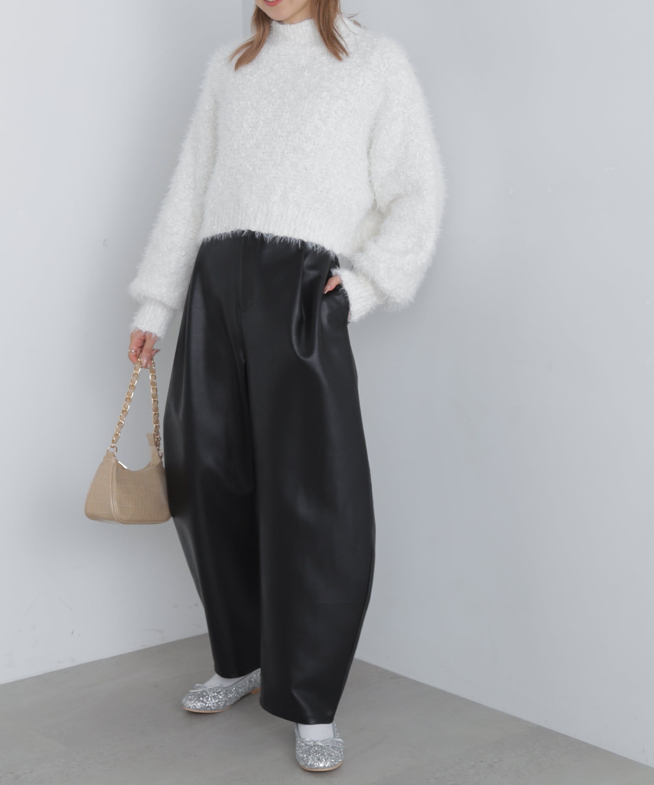  「合皮タックカーヴィーパンツ」|その他|