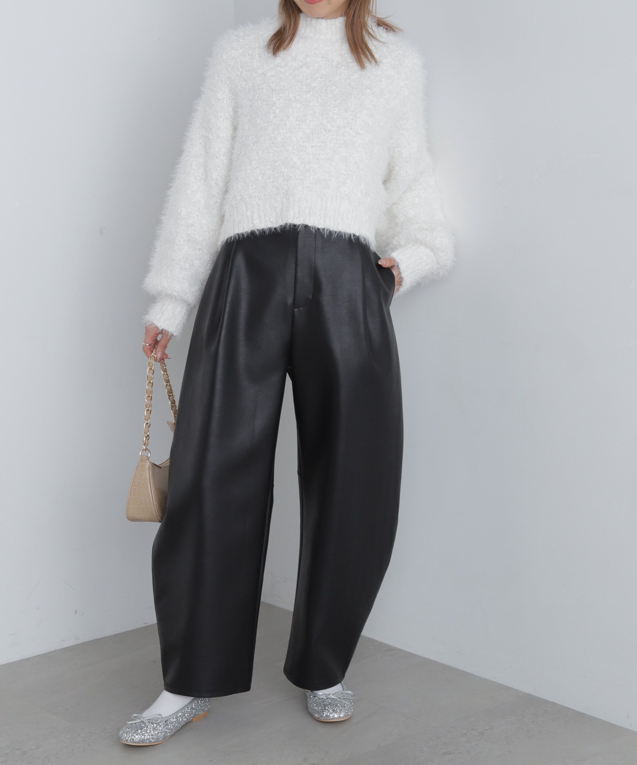  「合皮タックカーヴィーパンツ」|その他|