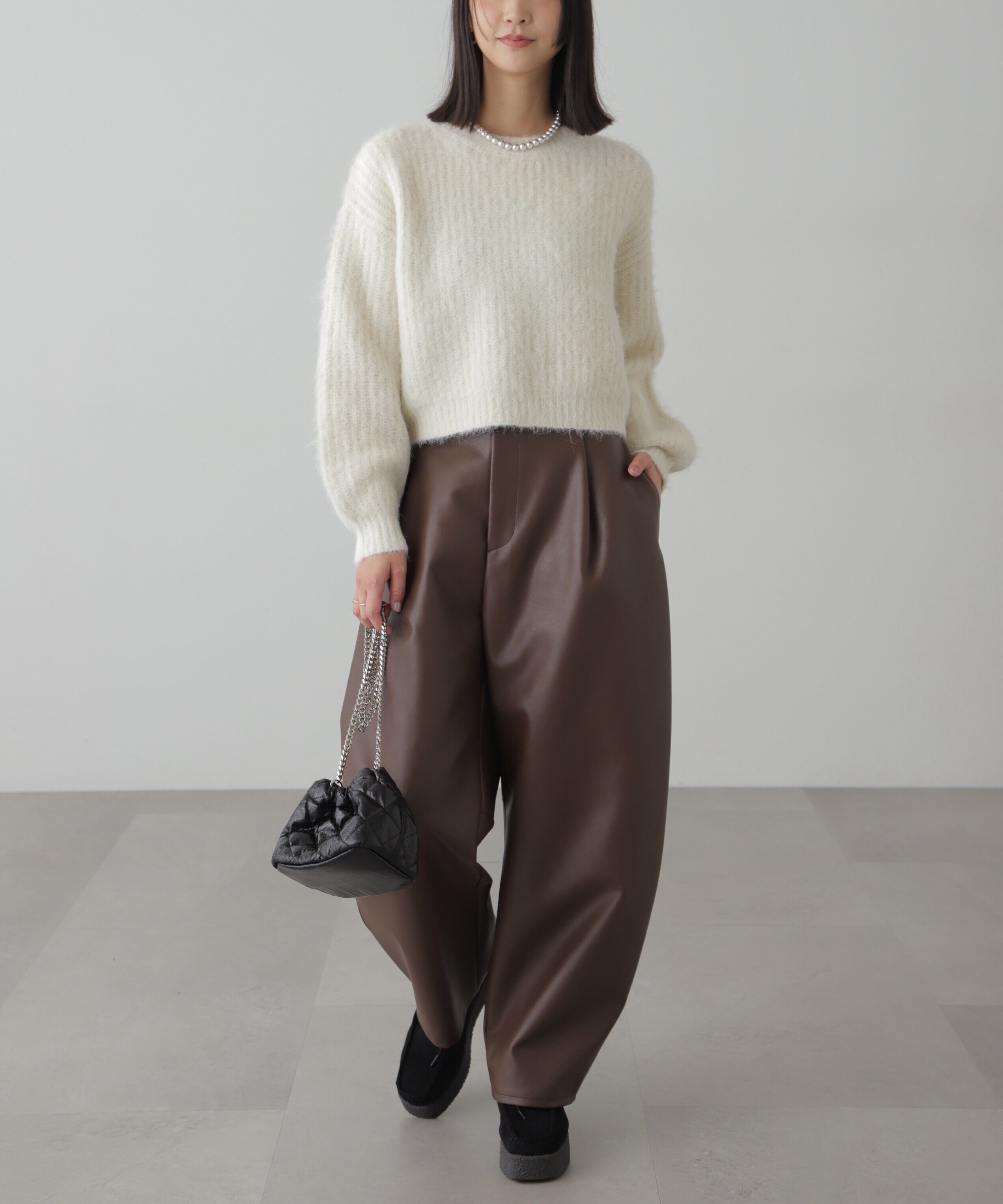  「合皮タックカーヴィーパンツ」|その他|