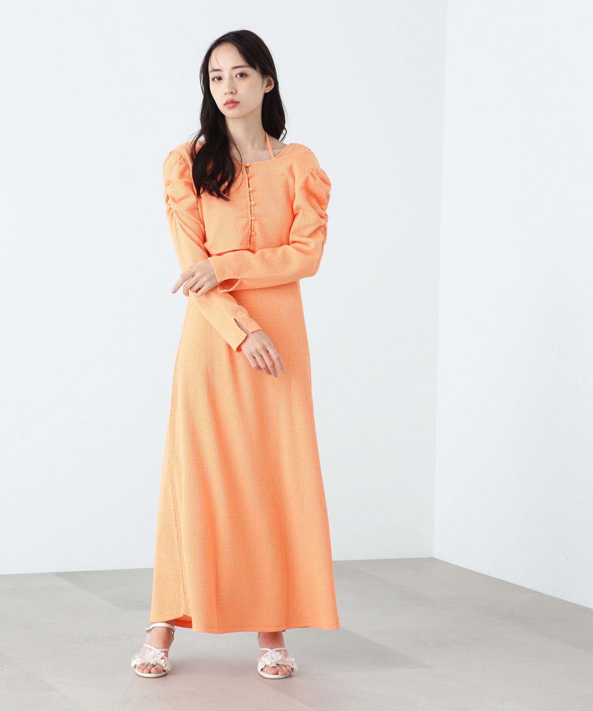  「ｸｼｭｸｼｭｽﾄﾚｯﾁｶｰﾃﾞ&ﾜﾝﾋﾟｰｽｾｯﾄ WEB限定ｶﾗｰ:ｵﾚ 」|ワンピース|