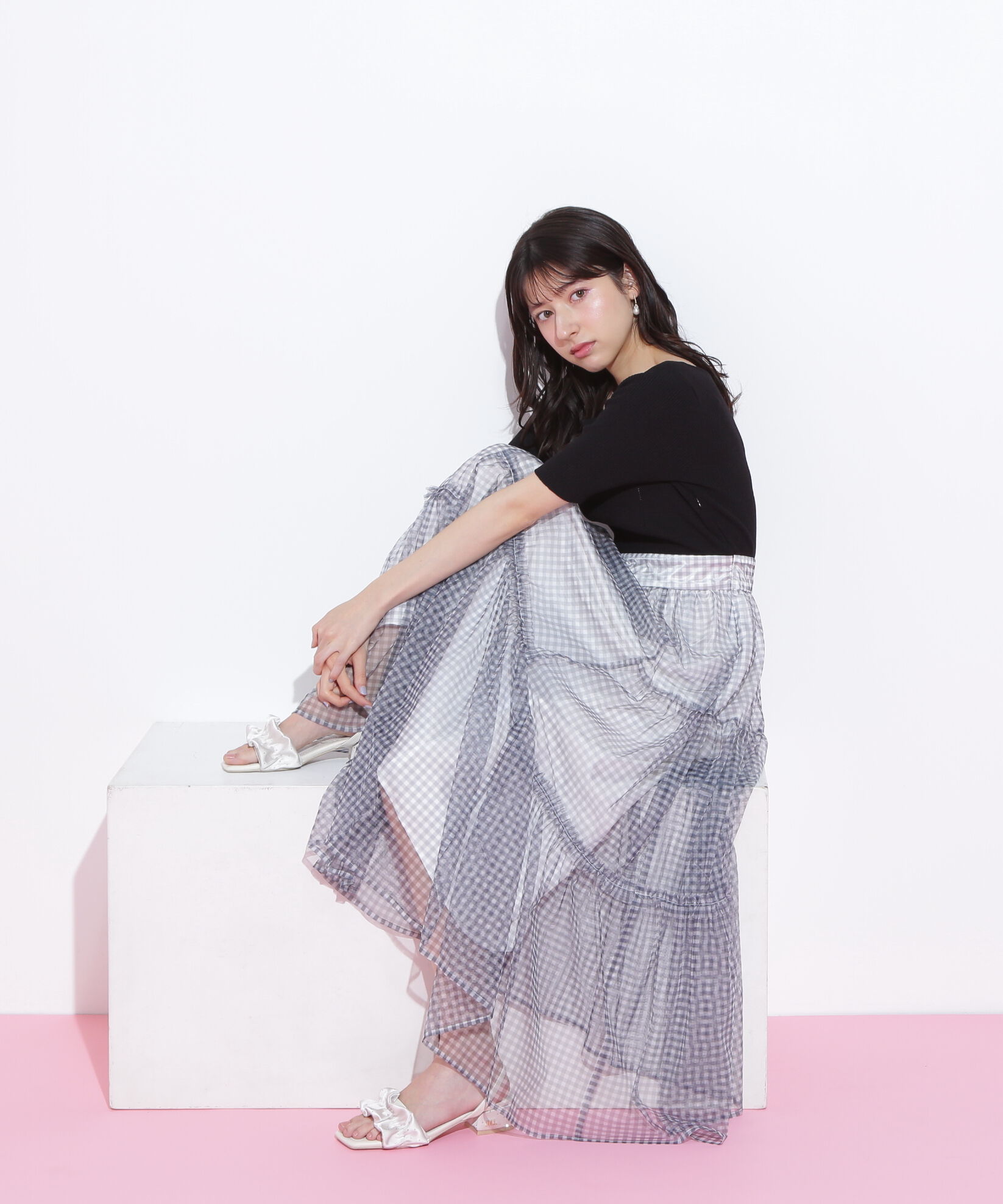  「ニット&times;シアースカートドッキングワンピース」|ワンピース|