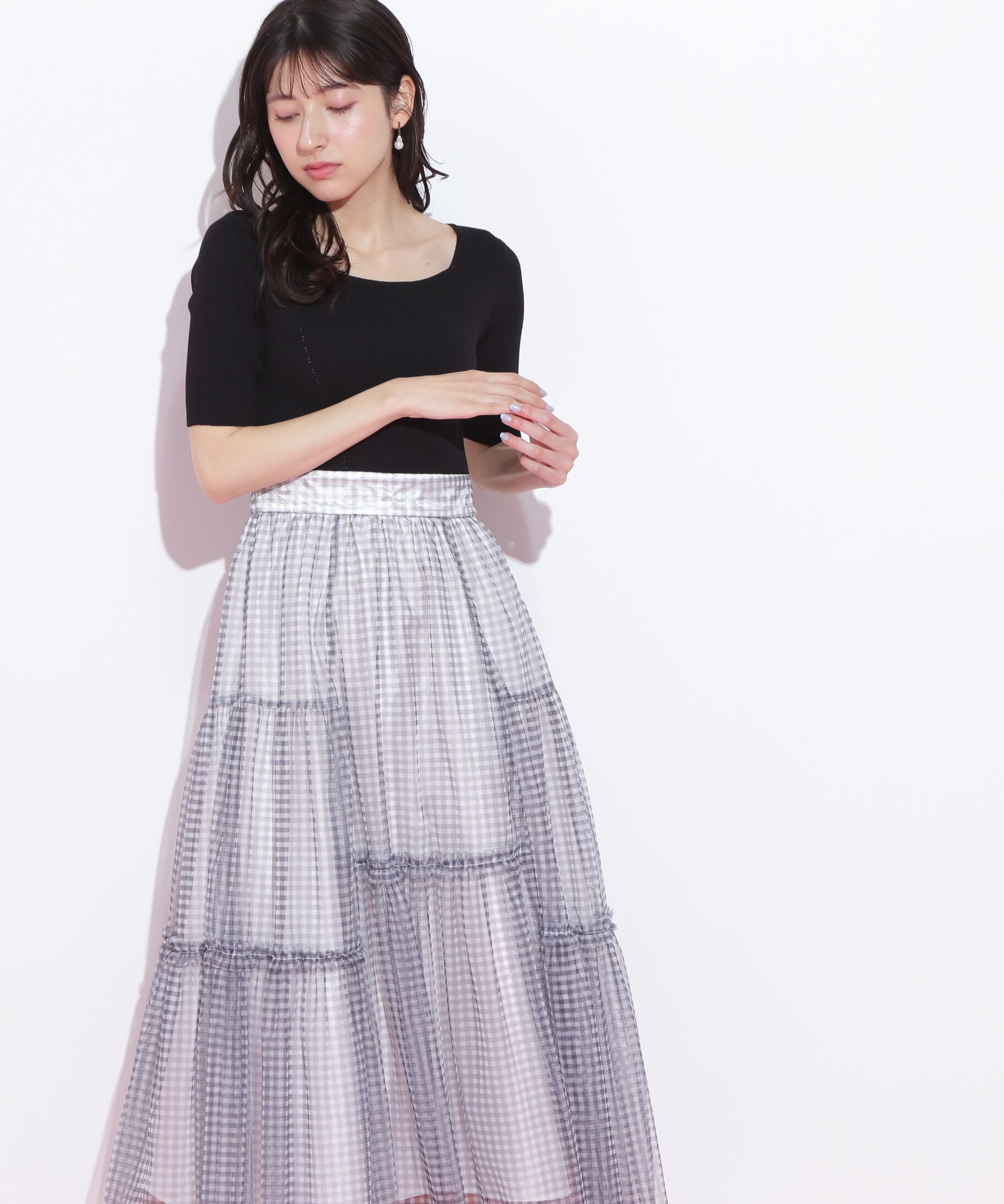  「ニット&times;シアースカートドッキングワンピース」|ワンピース|