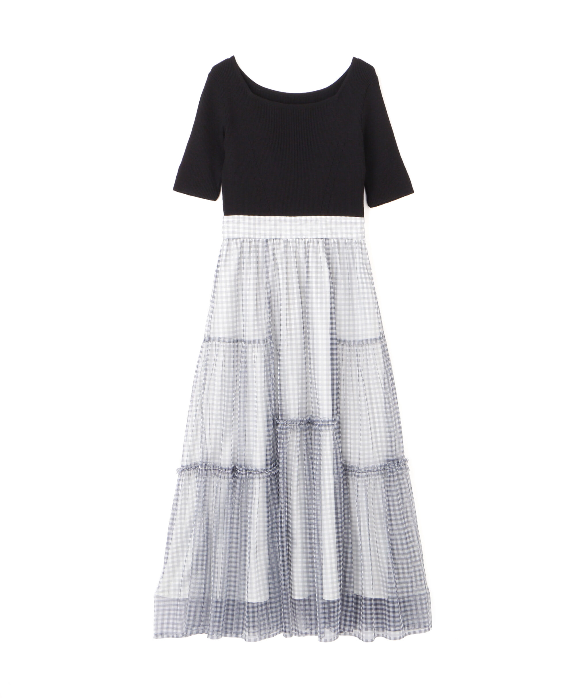  「ニット&times;シアースカートドッキングワンピース」|ワンピース|