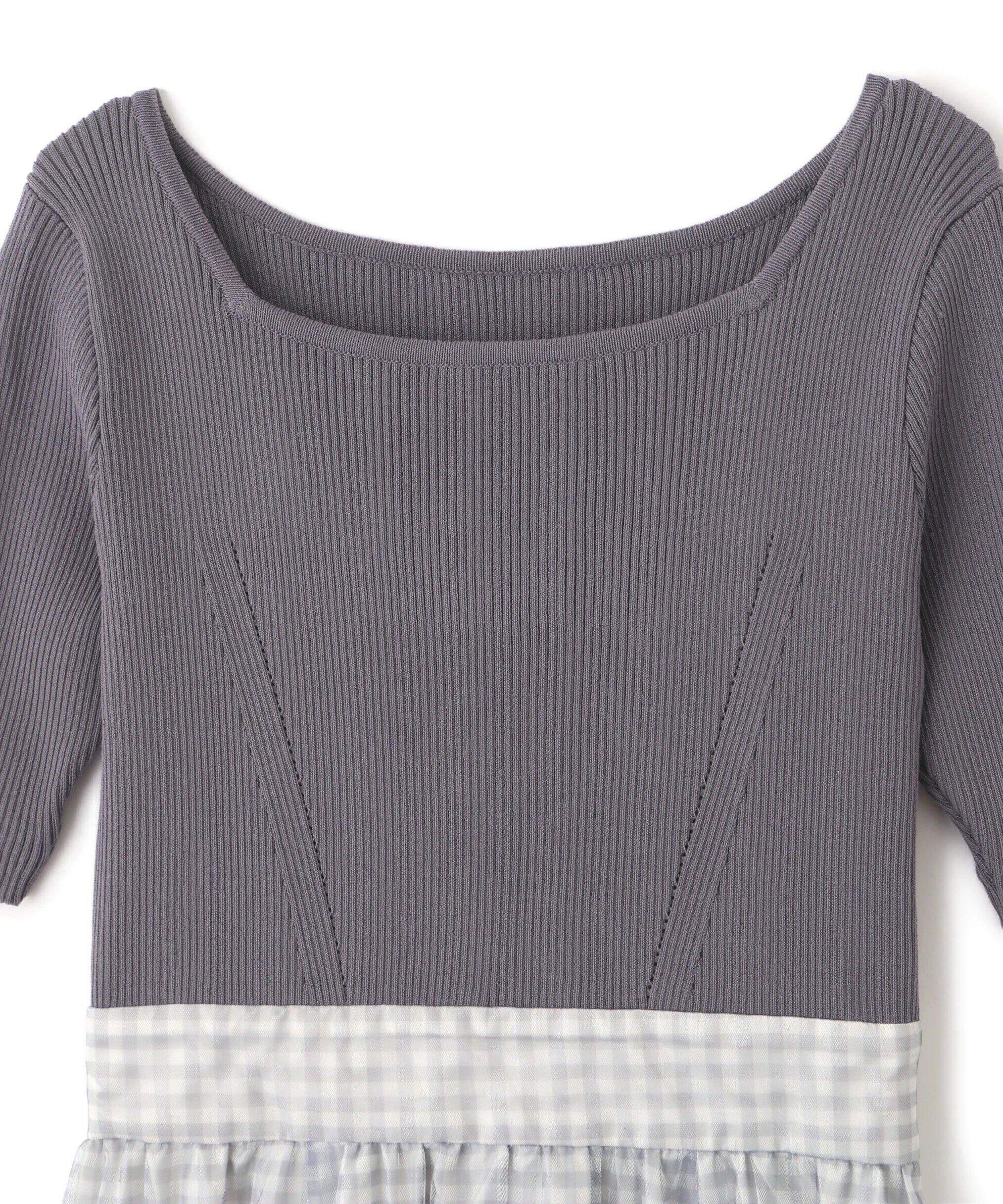  「ニット&times;シアースカートドッキングワンピース」|ワンピース|