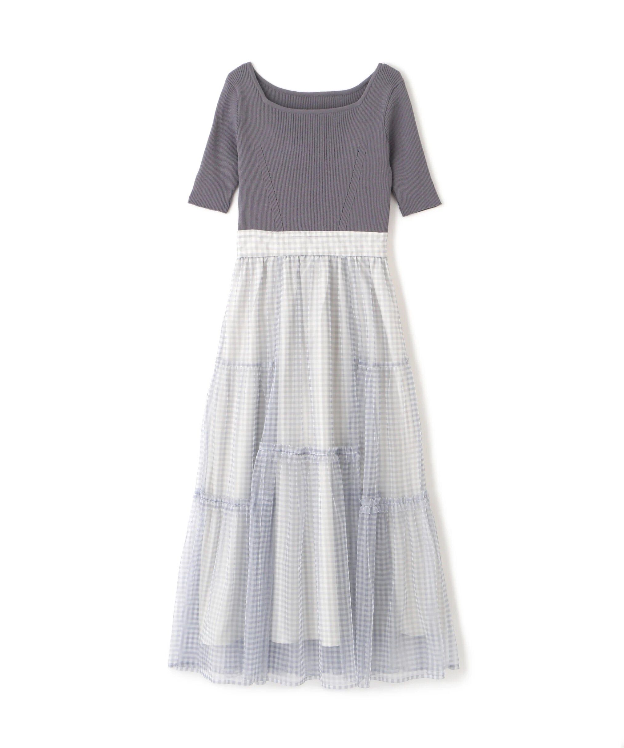  「ニット&times;シアースカートドッキングワンピース」|ワンピース|