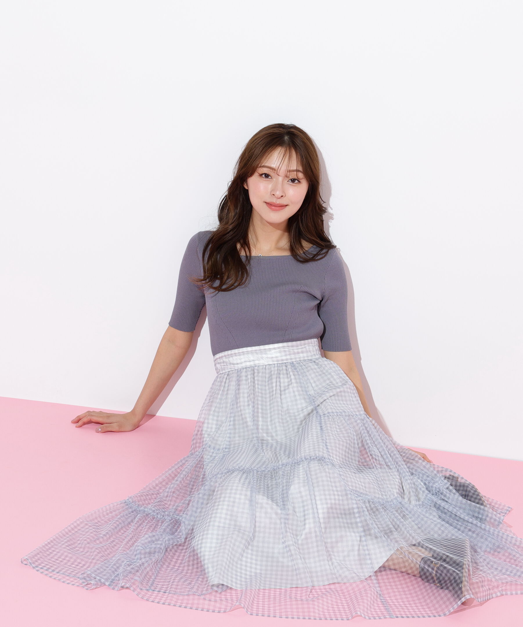  「ニット&times;シアースカートドッキングワンピース」|ワンピース|