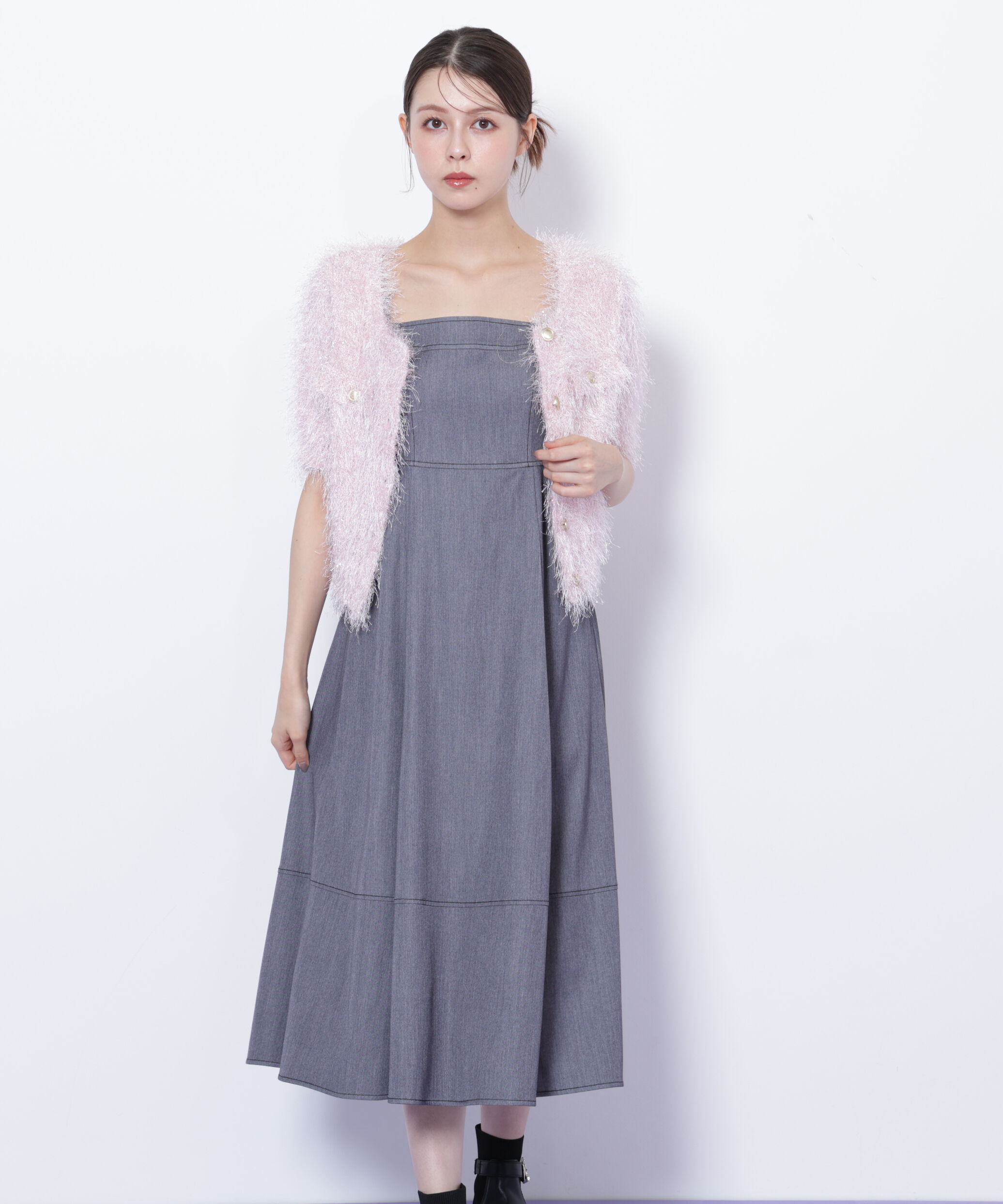  「デニムライクバリエーションキャミワンピース」|ワンピース|