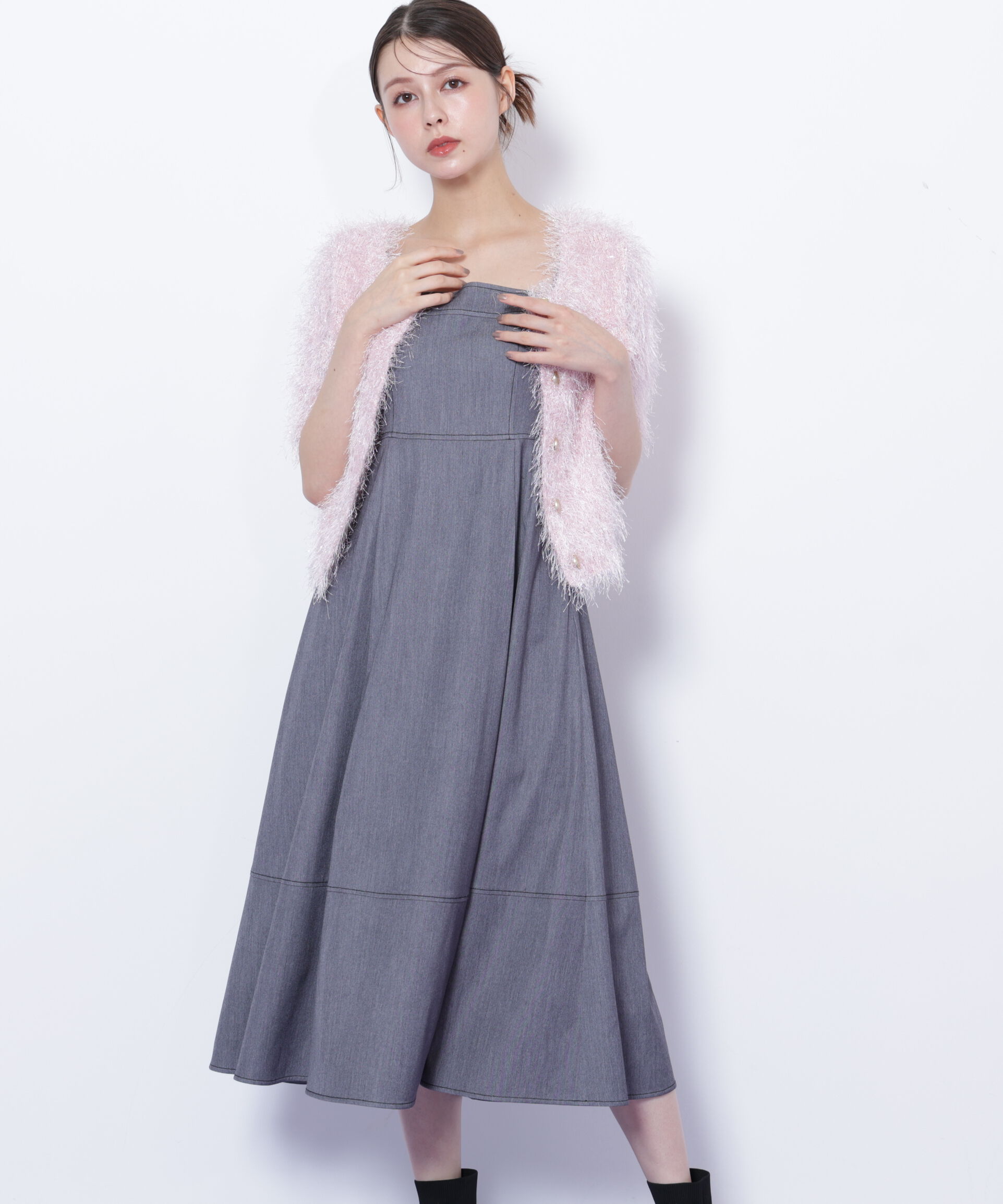  「デニムライクバリエーションキャミワンピース」|ワンピース|