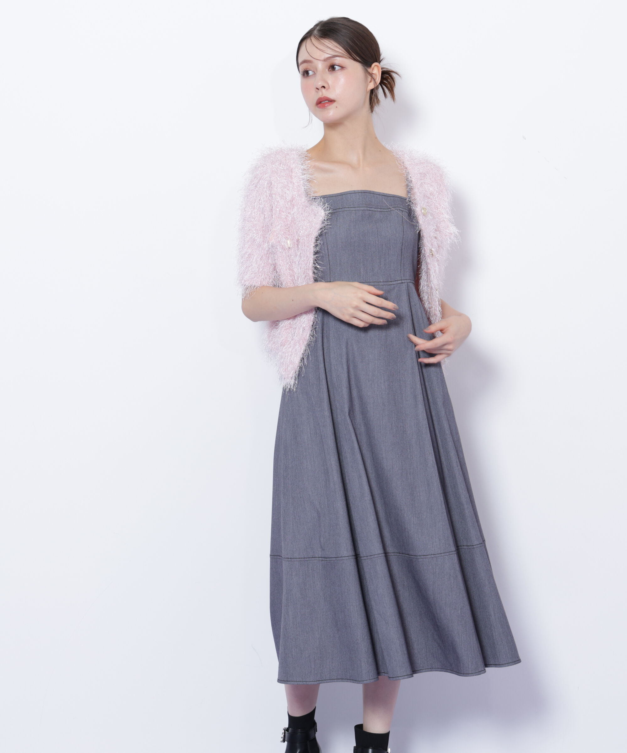  「デニムライクバリエーションキャミワンピース」|ワンピース|