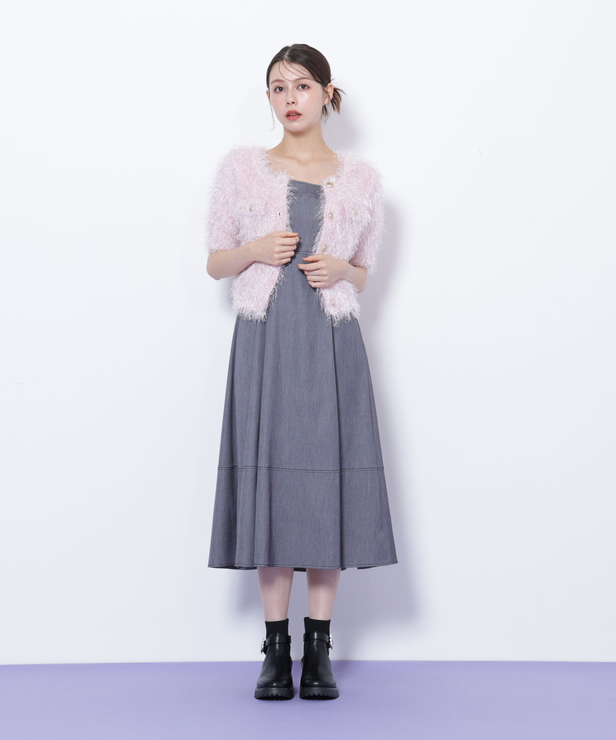  「デニムライクバリエーションキャミワンピース」|ワンピース|