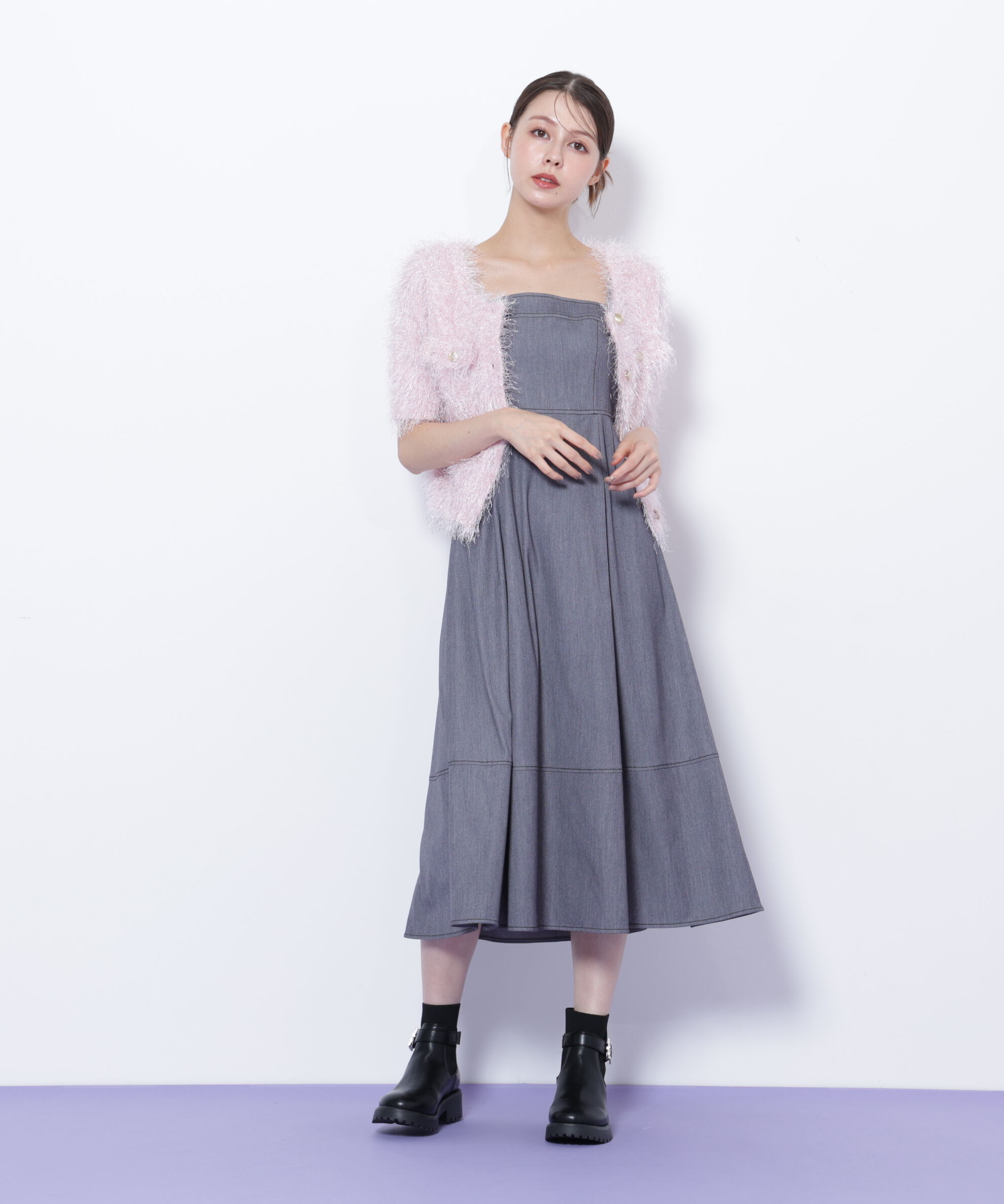  「デニムライクバリエーションキャミワンピース」|ワンピース|