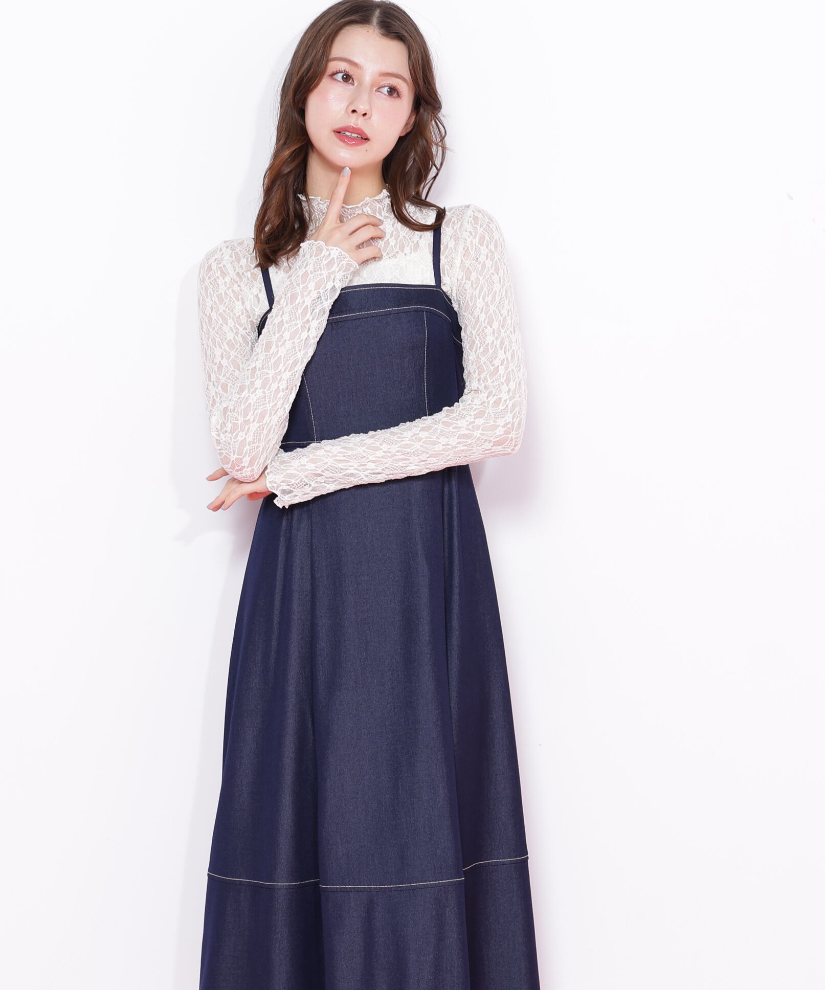  「デニムライクバリエーションキャミワンピース」|ワンピース|