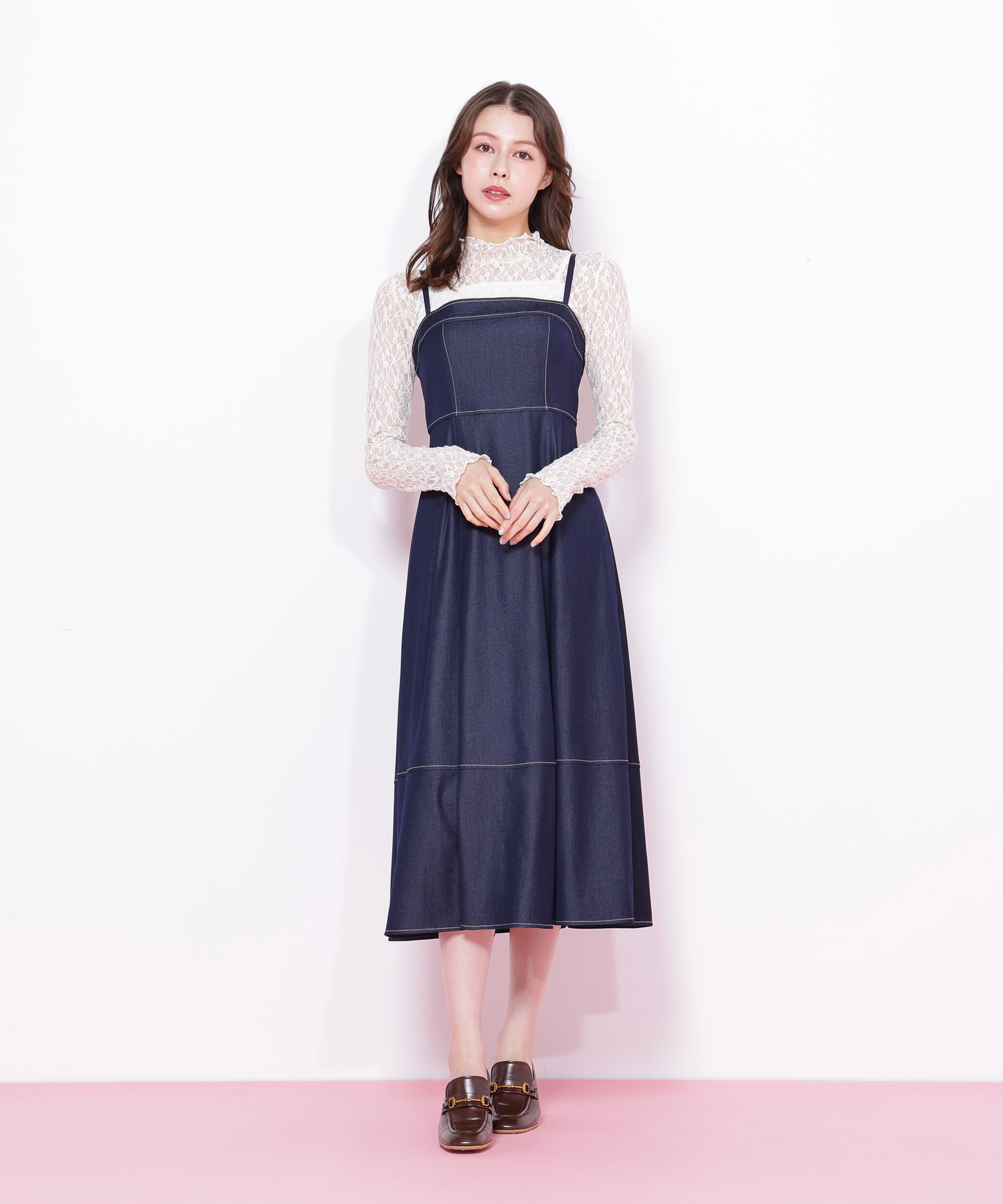  「デニムライクバリエーションキャミワンピース」|ワンピース|