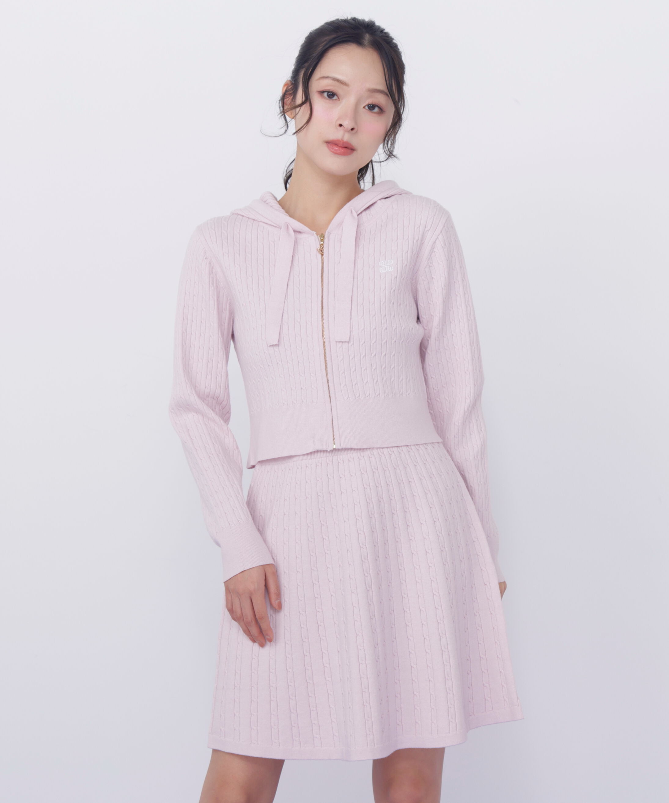  「ケーブルニットパーカーセットアップ」|ワンピース|