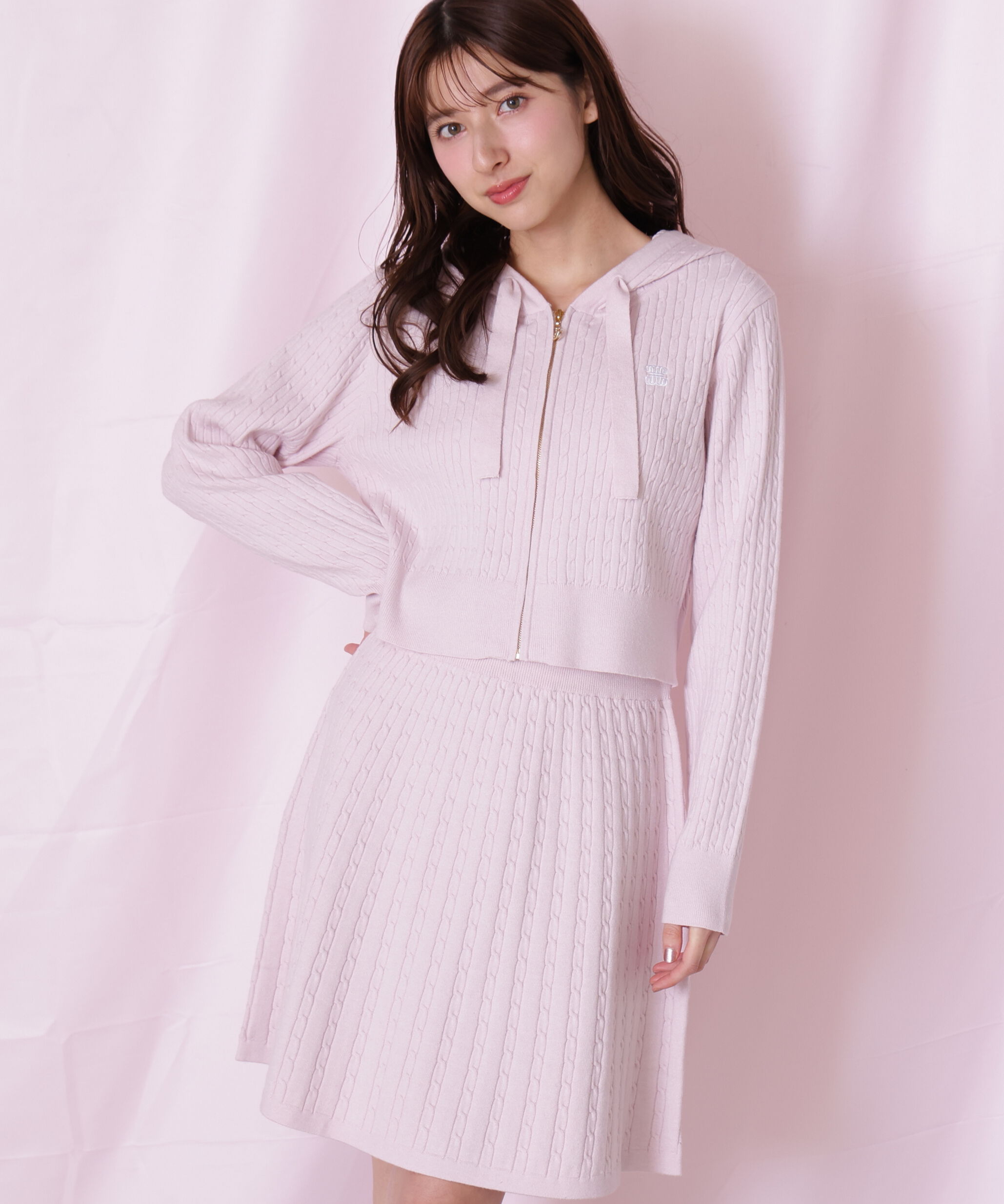  「ケーブルニットパーカーセットアップ」|ワンピース|