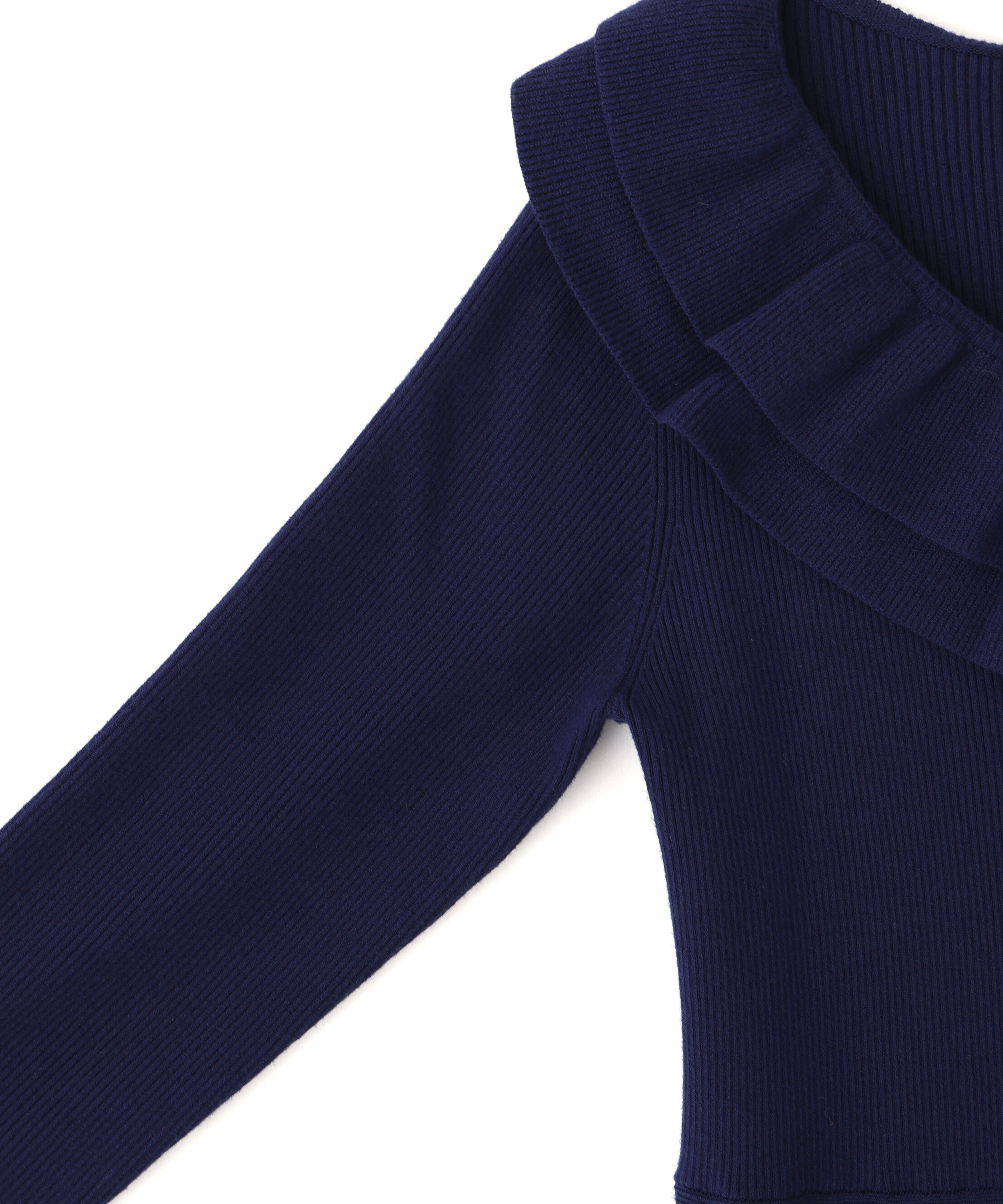  「フリル襟バイカラーニットワンピース」|ワンピース|