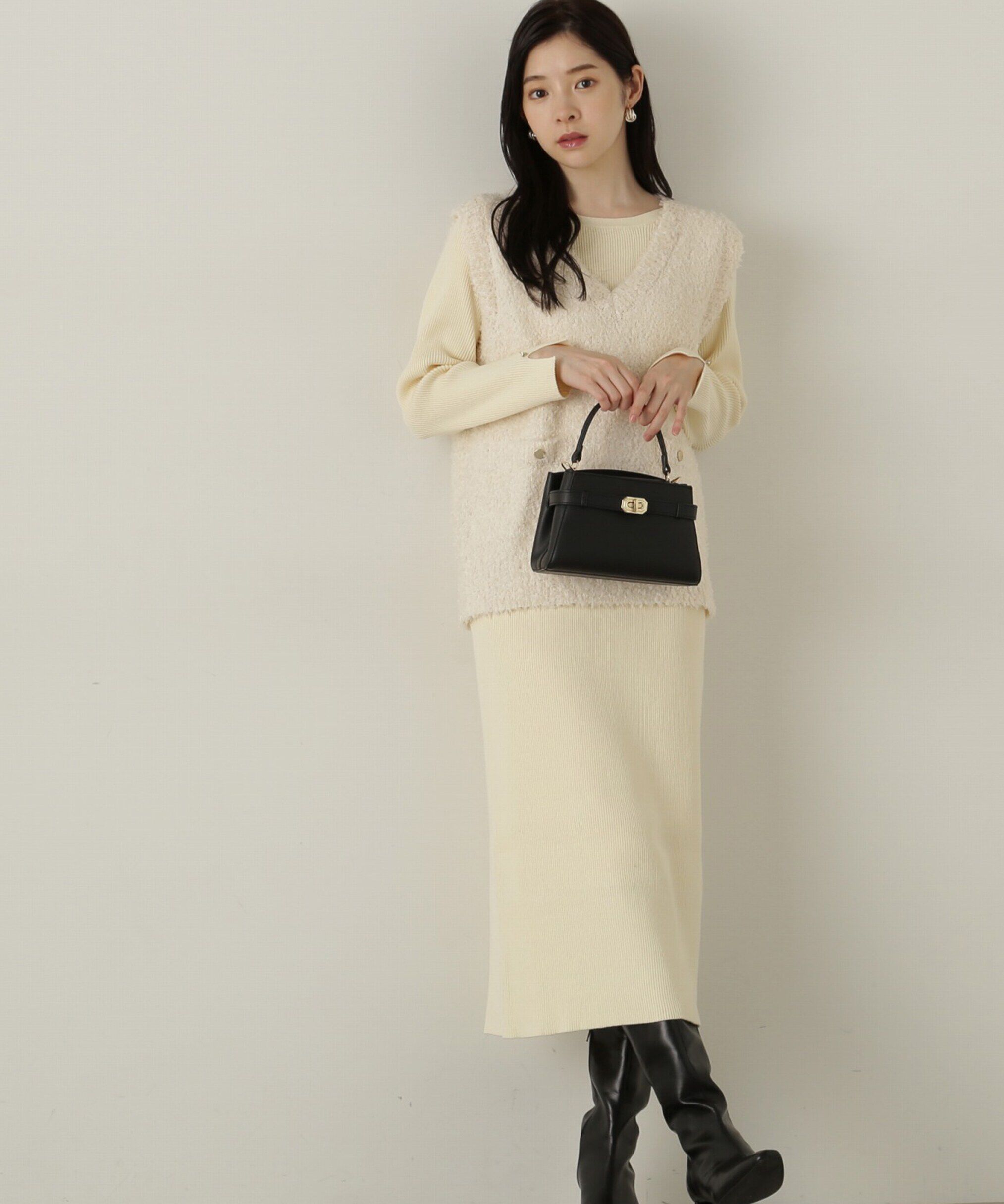 PROPORTION BODY DRESSING「テープヤーンベストニット　24AWセットアップ」|ワンピース|エクリュ1