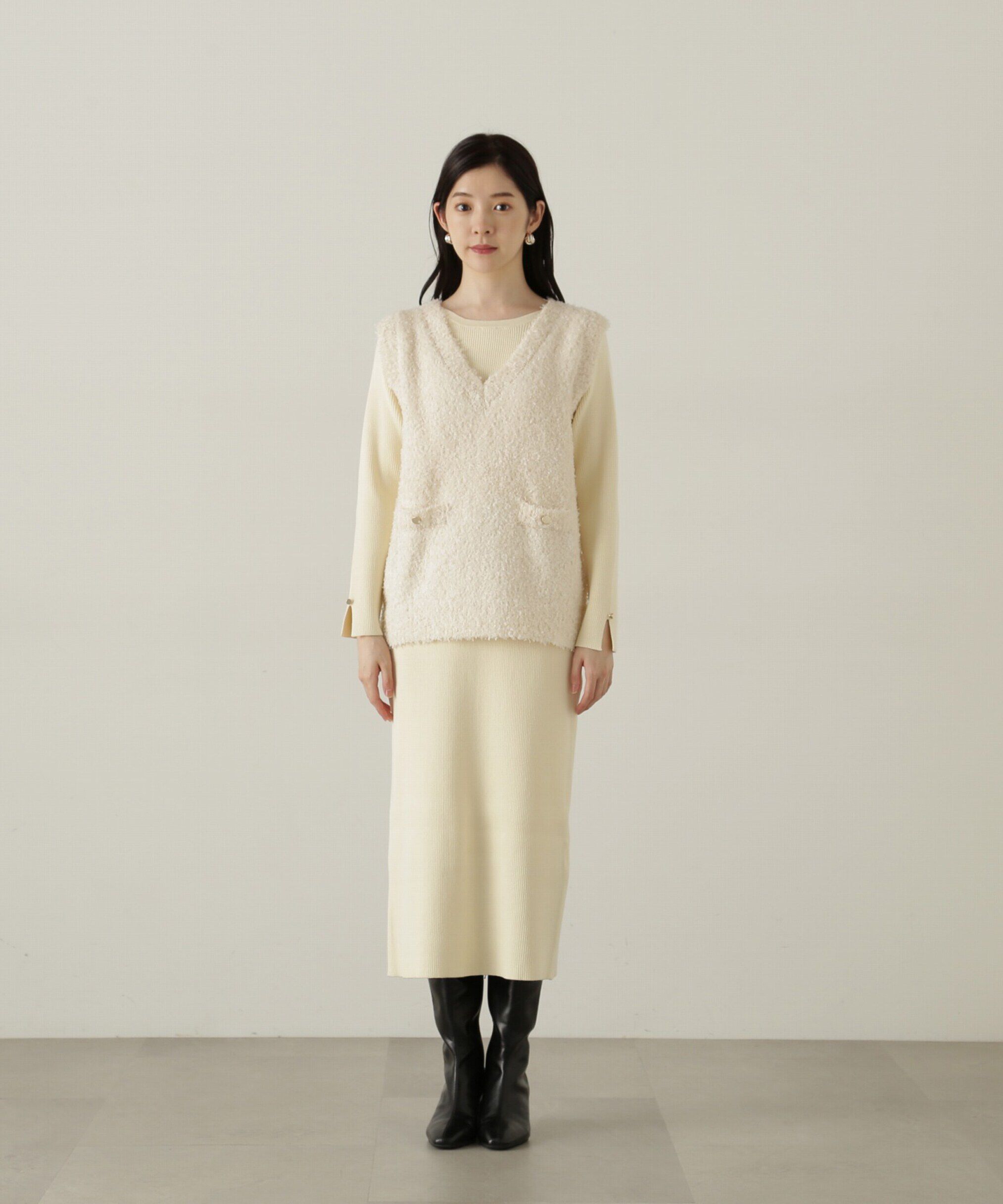 PROPORTION BODY DRESSING「テープヤーンベストニット　24AWセットアップ」|ワンピース|