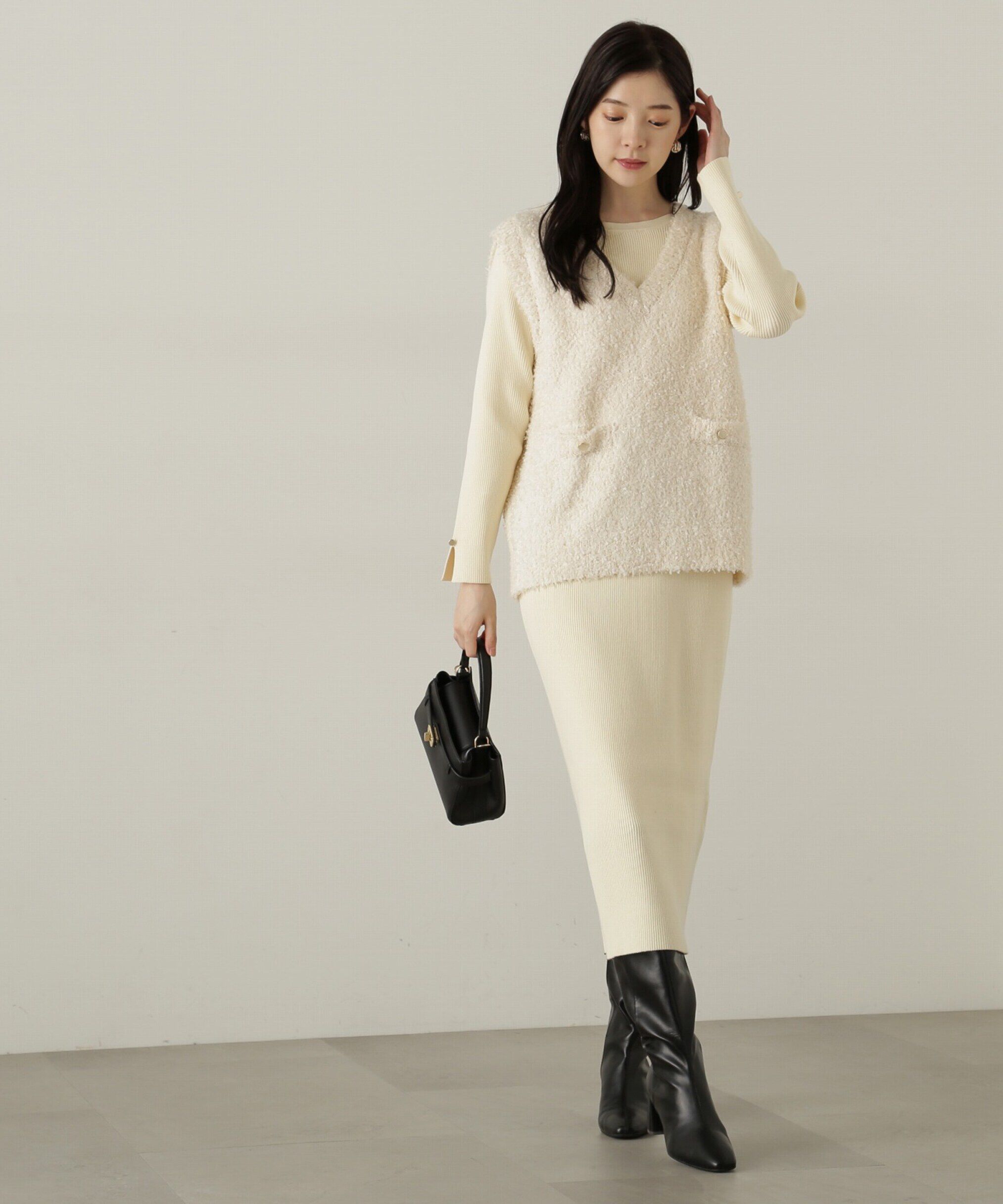 PROPORTION BODY DRESSING「テープヤーンベストニット　24AWセットアップ」|ワンピース|