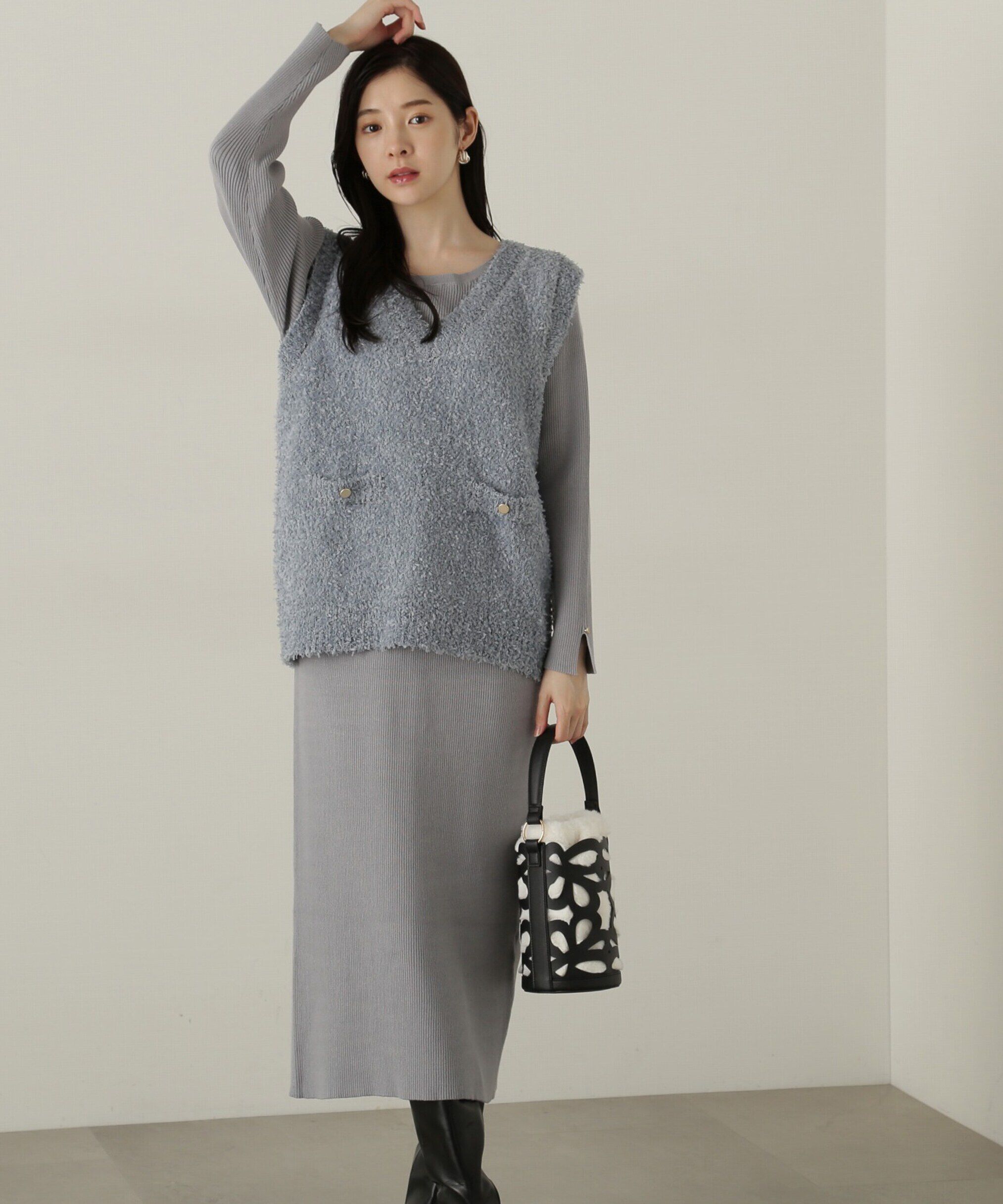 PROPORTION BODY DRESSING「テープヤーンベストニット　24AWセットアップ」|ワンピース|