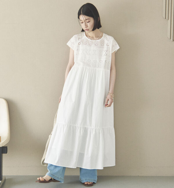 Doux archives「カットワークレースティアードワンピース」|ワンピース|