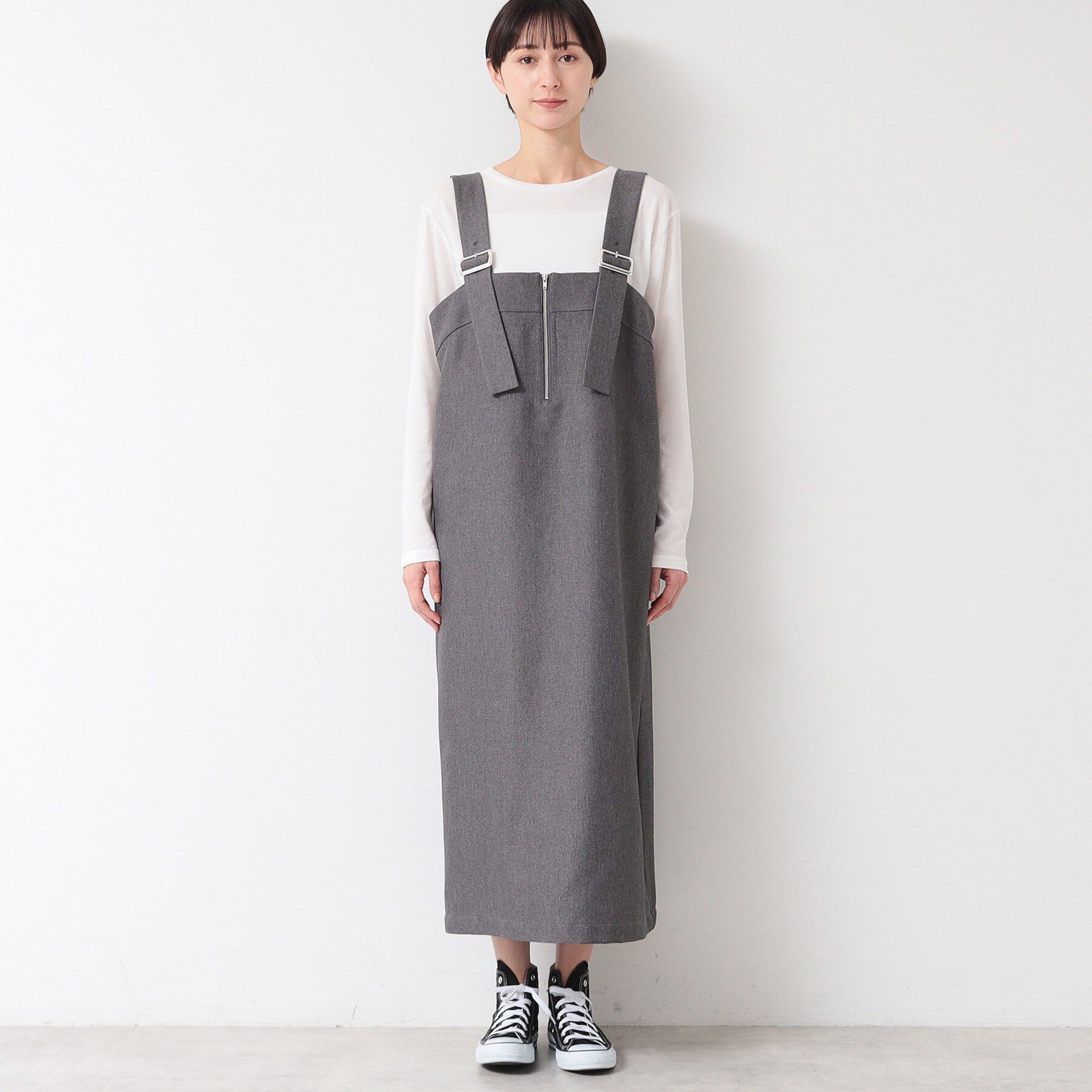 Dessin「【洗える】フロントジップジャンパースカート」|ワンピース|