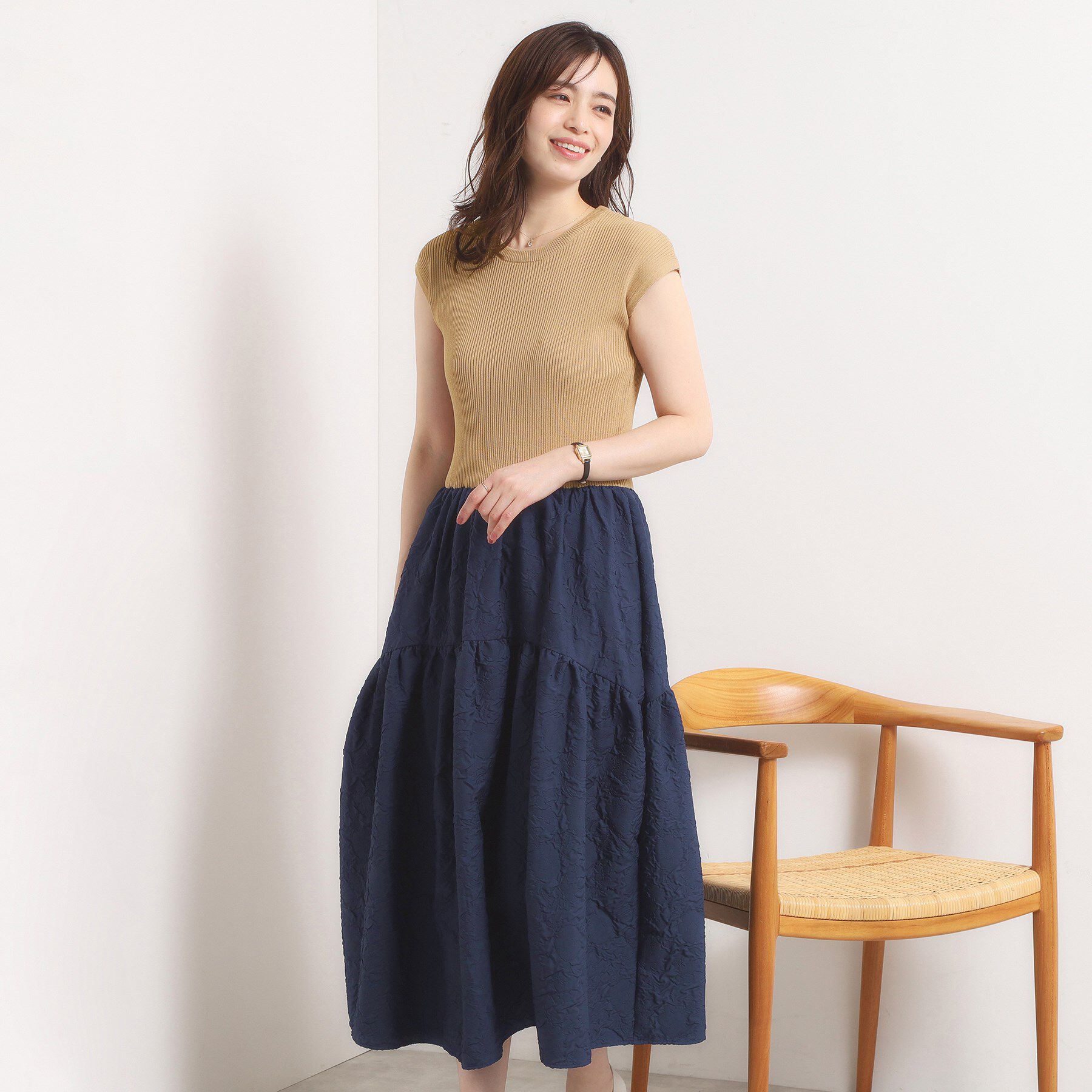 ITS&rsquo;DEMO「【手洗い可】ドッキングワンピース」|ワンピース|ネイビー(094)