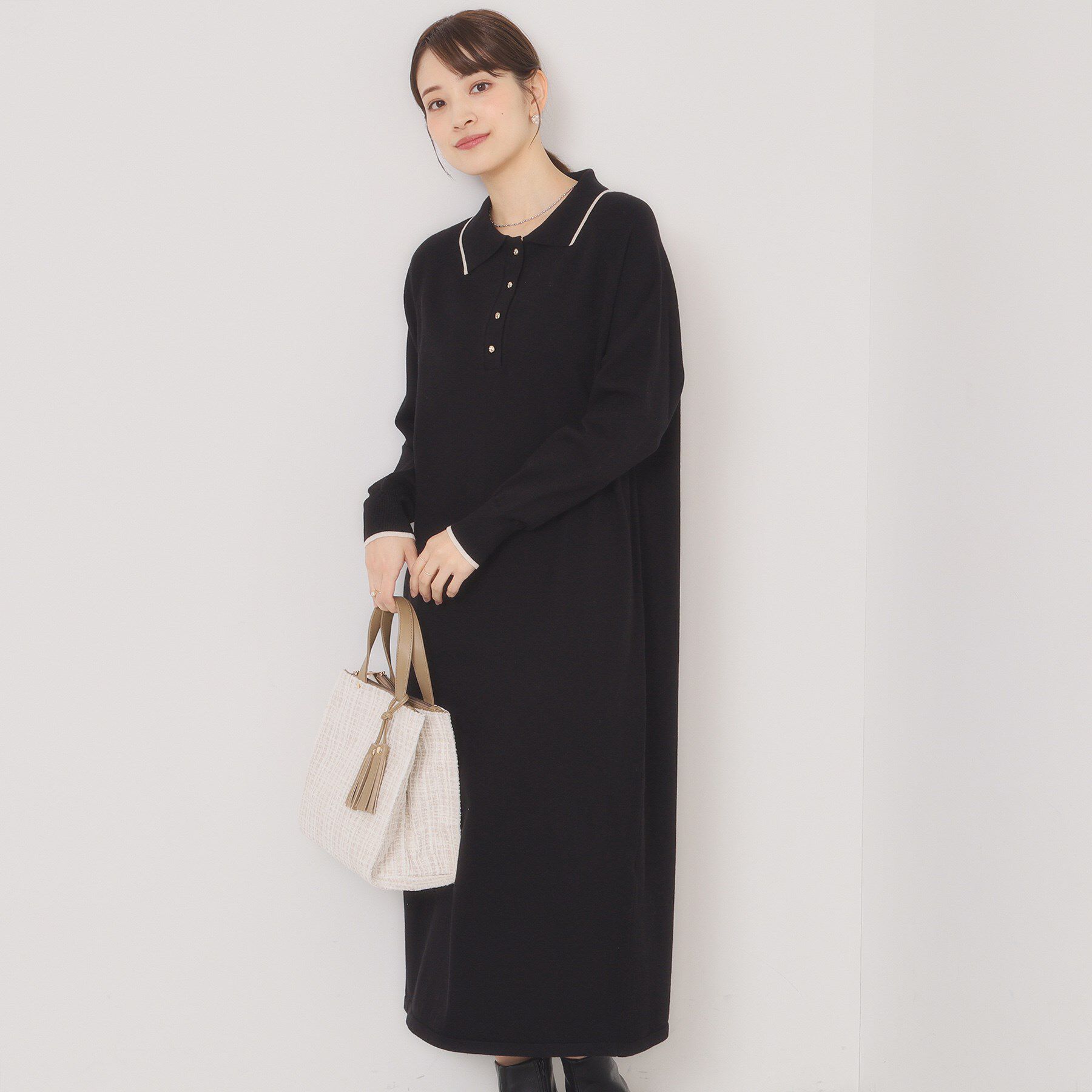 ITS&rsquo;DEMO「【手洗い可】ポロ衿ニットワンピース」|ワンピース|