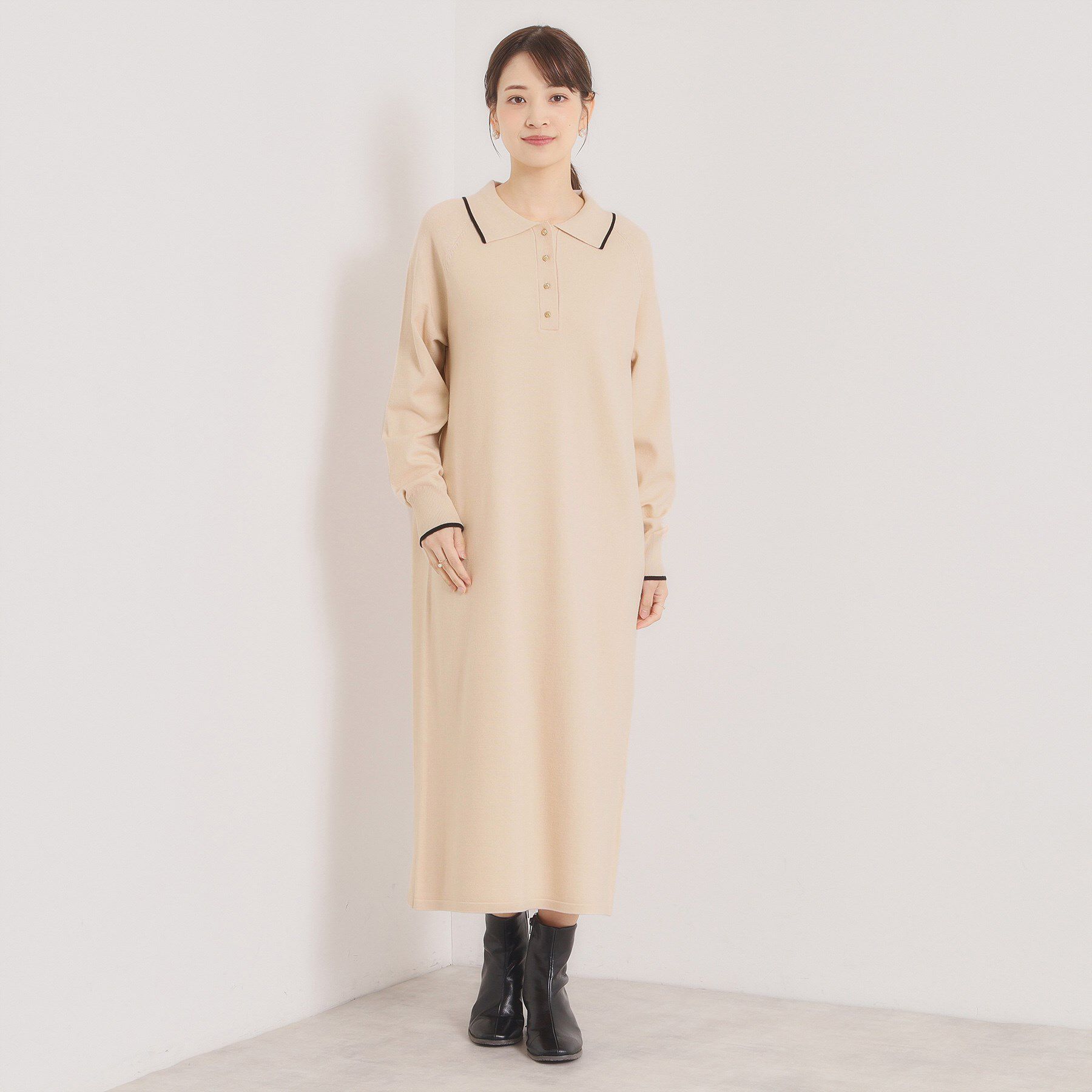 ITS&rsquo;DEMO「【手洗い可】ポロ衿ニットワンピース」|ワンピース|