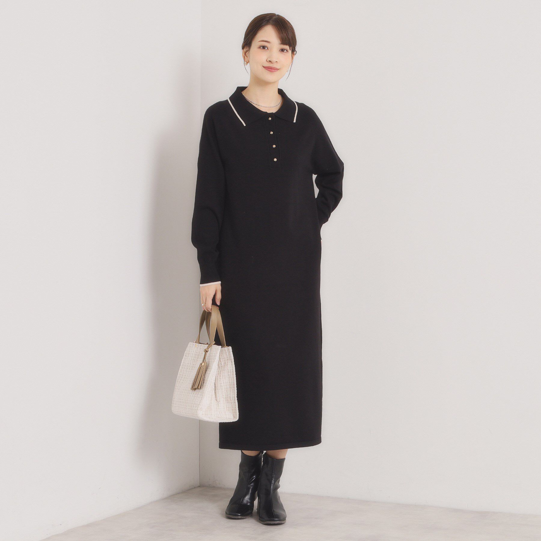 ITS&rsquo;DEMO「【手洗い可】ポロ衿ニットワンピース」|ワンピース|