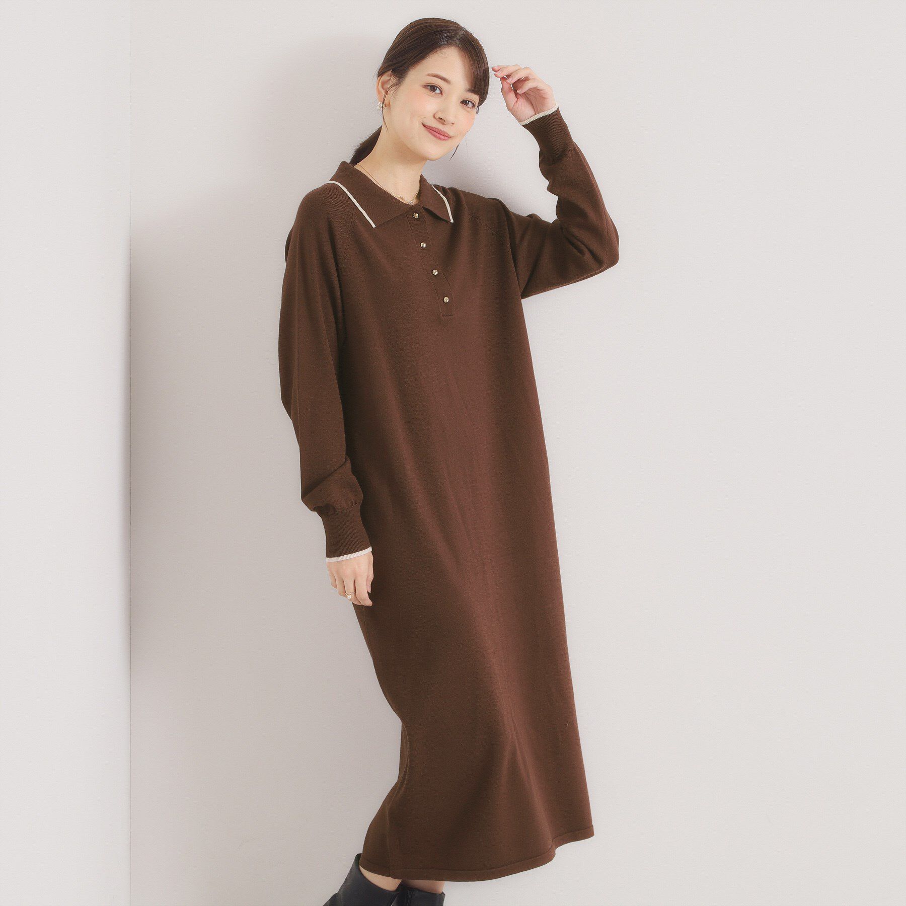 ITS&rsquo;DEMO「【手洗い可】ポロ衿ニットワンピース」|ワンピース|