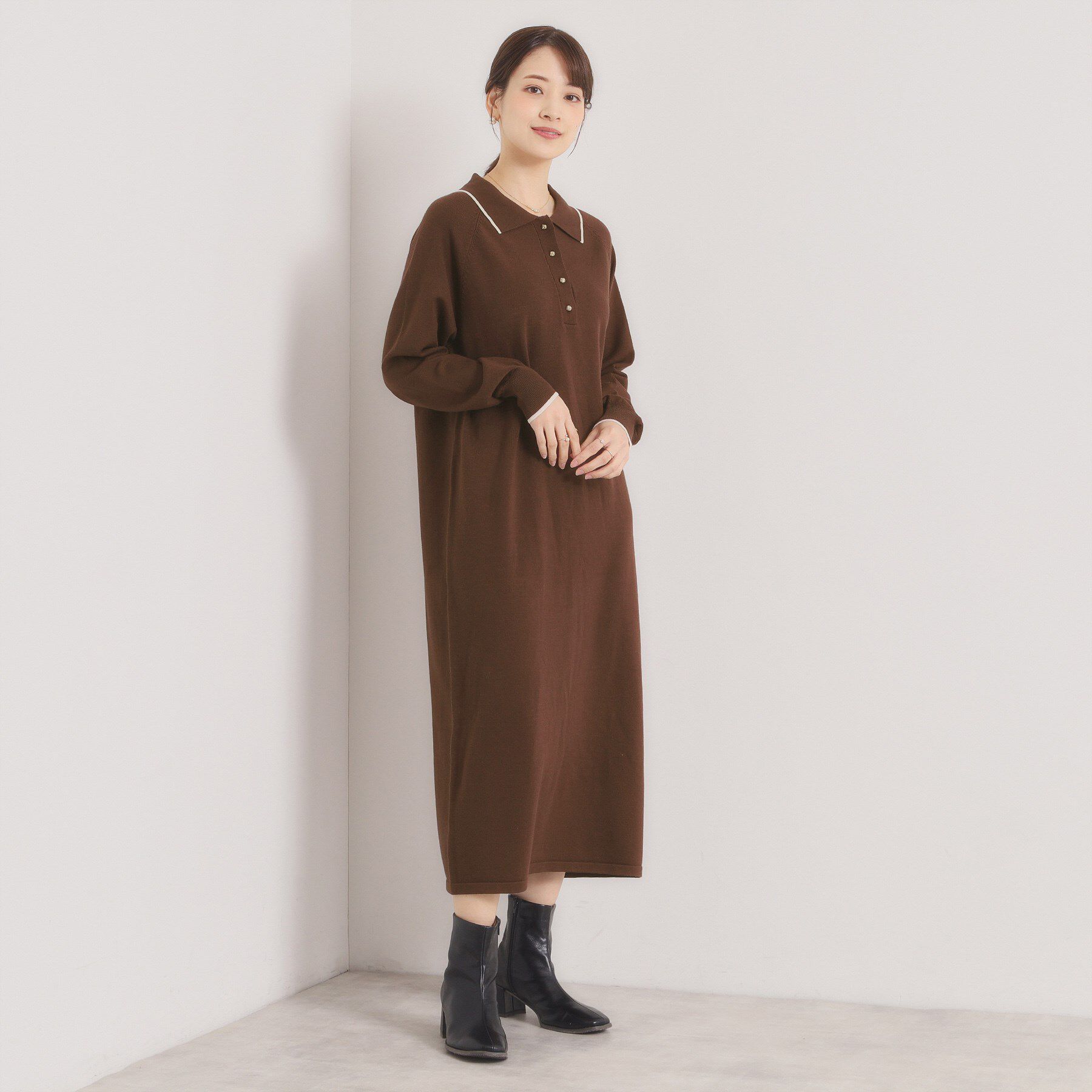 ITS&rsquo;DEMO「【手洗い可】ポロ衿ニットワンピース」|ワンピース|