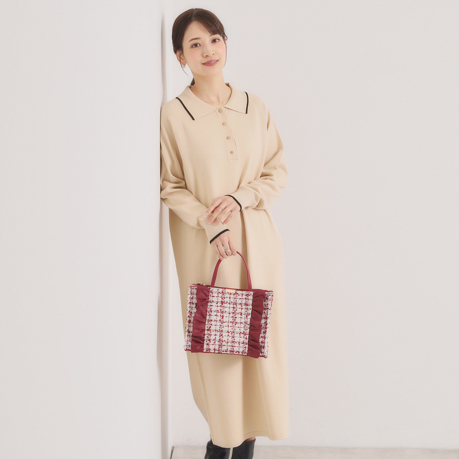 ITS&rsquo;DEMO「【手洗い可】ポロ衿ニットワンピース」|ワンピース|