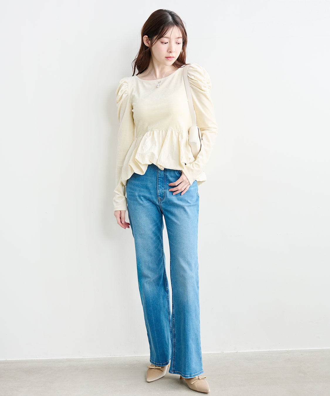 COCO DEAL「スーパーストレッチデニムフレアパンツ」|デニム|ブルー