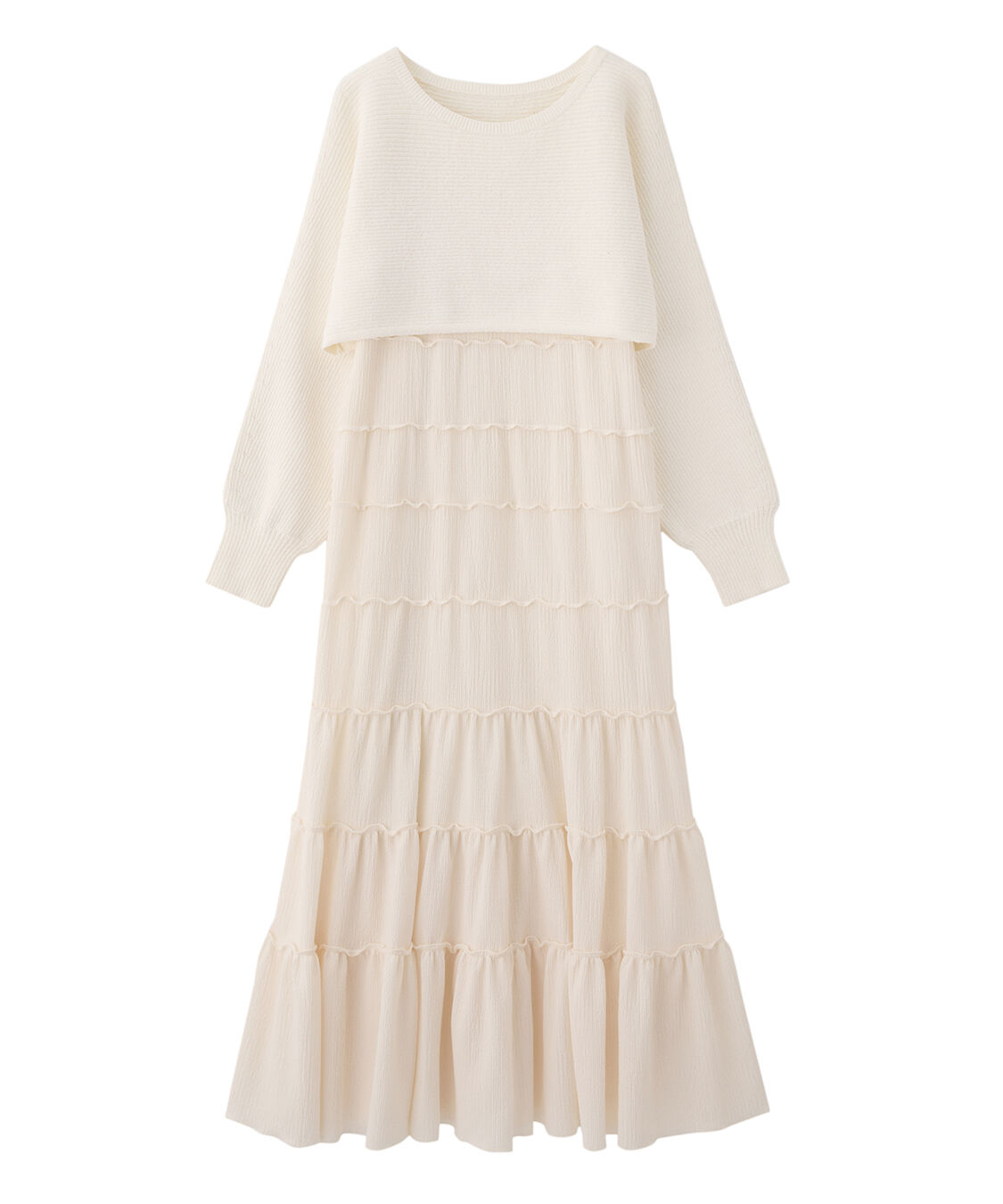 COCO DEAL「クロップドニット&times;メローティアードキャミワンピース」|ワンピース|