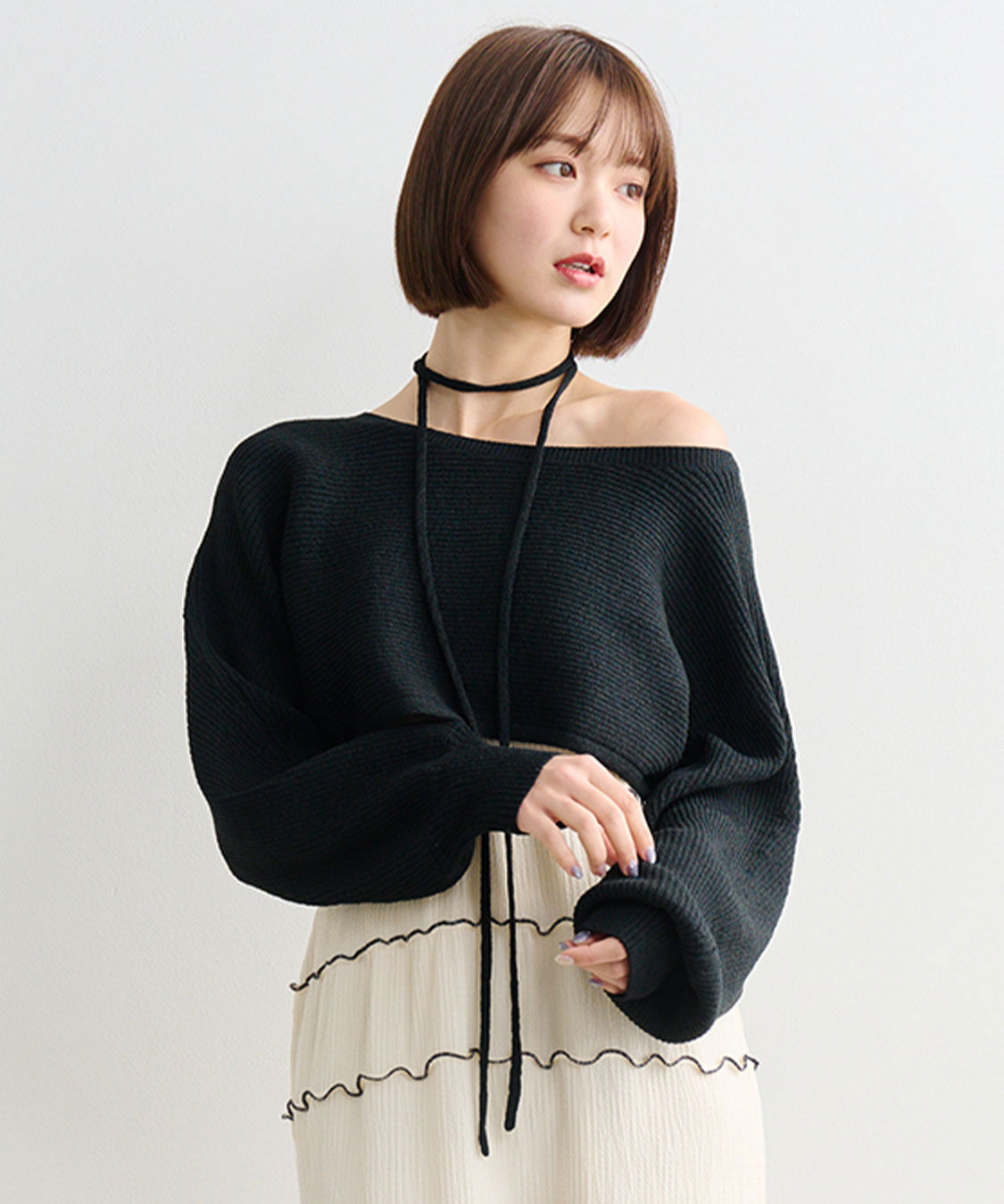 COCO DEAL「クロップドニット&times;メローティアードキャミワンピース」|ワンピース|