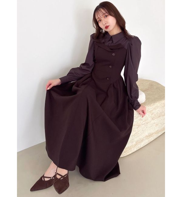 dazzlin「【久間田琳加コラボ】シャツベアドッキングワンピース」|ワンピース|