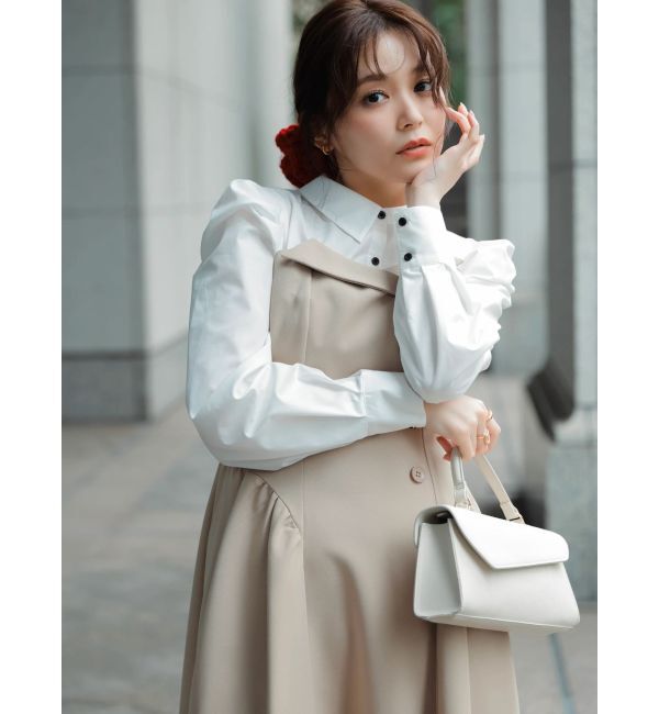 dazzlin「【久間田琳加コラボ】シャツベアドッキングワンピース」|ワンピース|ベージュ